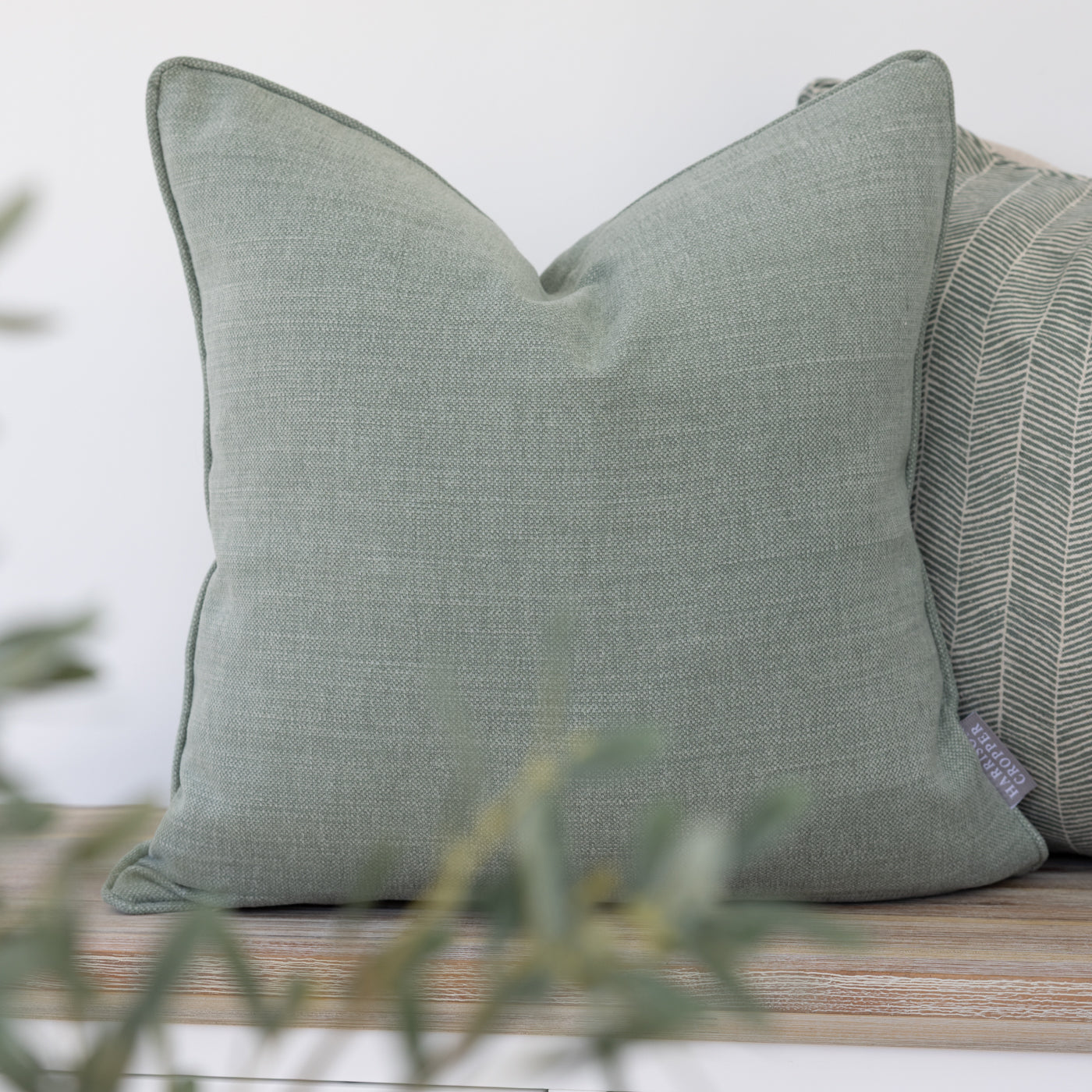Linara Dill Green Piped Cushion Cover