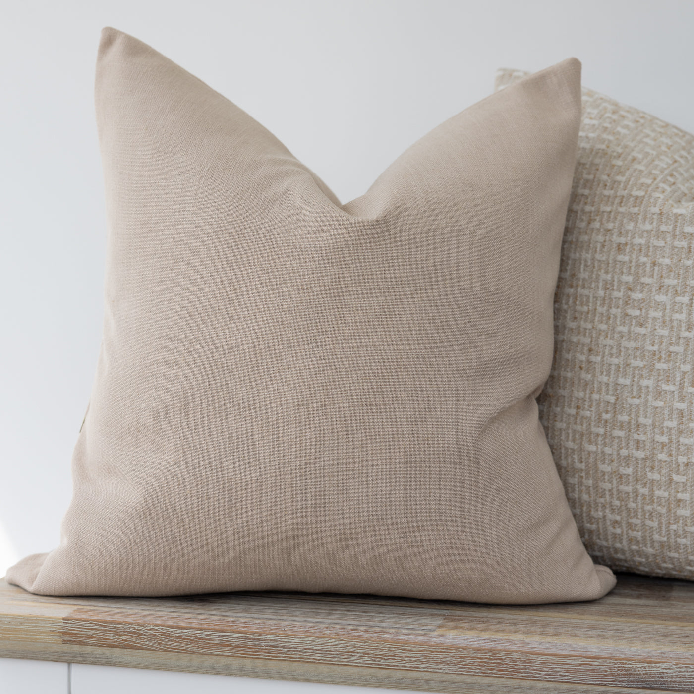 Warm Beige Pink Linen Look Cushion Cover