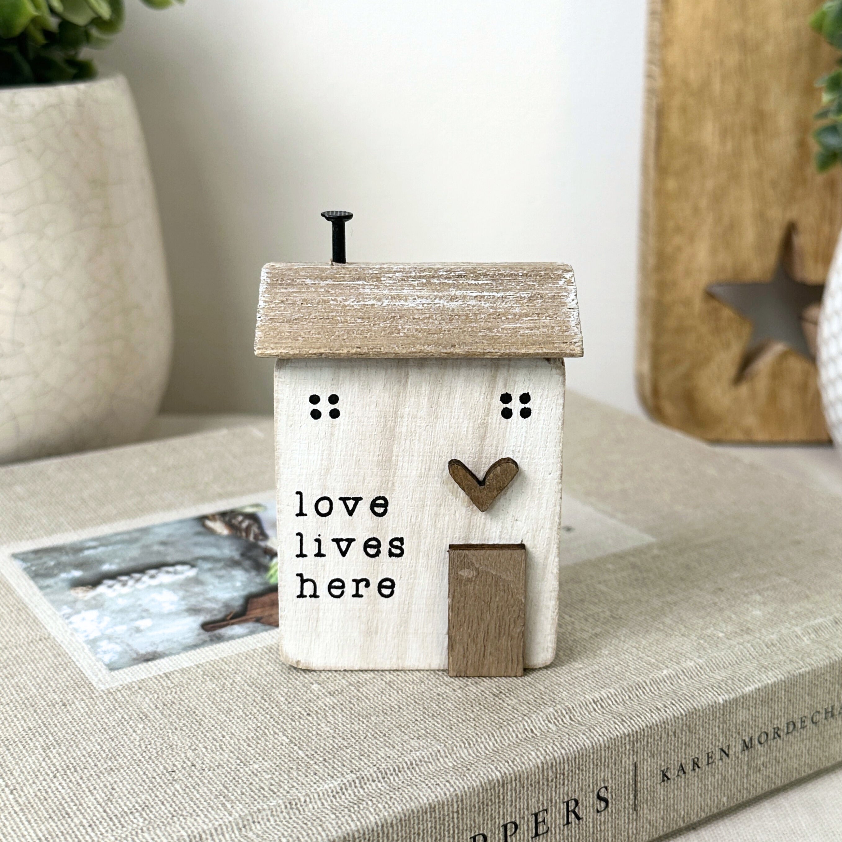 'Love Lives Here' Wooden House Ornament