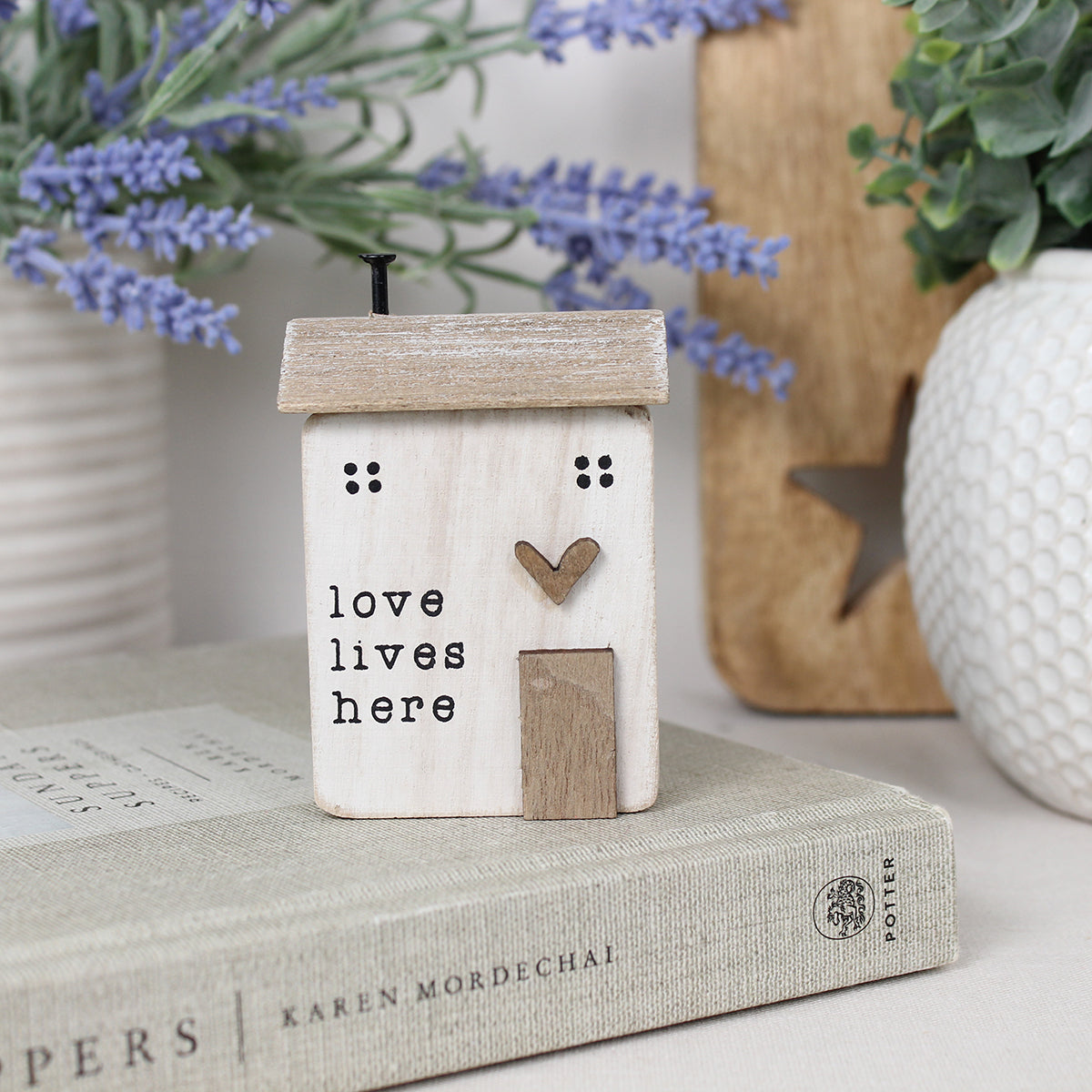 'Love Lives Here' Wooden House Ornament