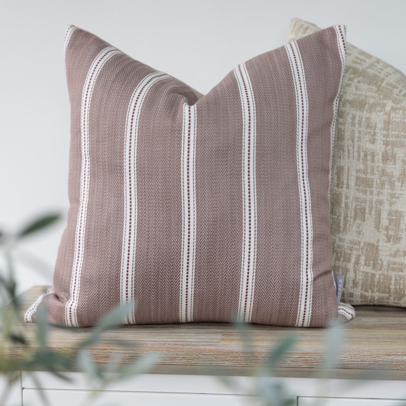 Mauve Herringbone Stripe Cushion
