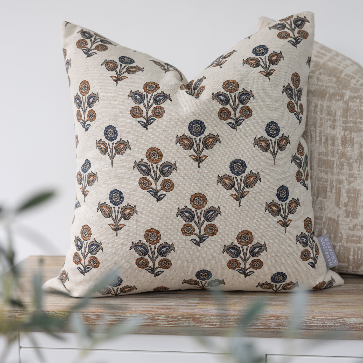 Natural Bramble Floral Cushion