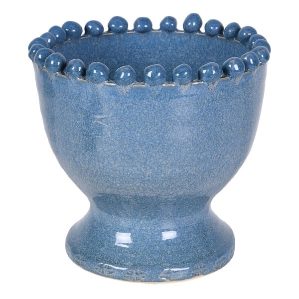Blue Bobble Rim Ceramic Vase