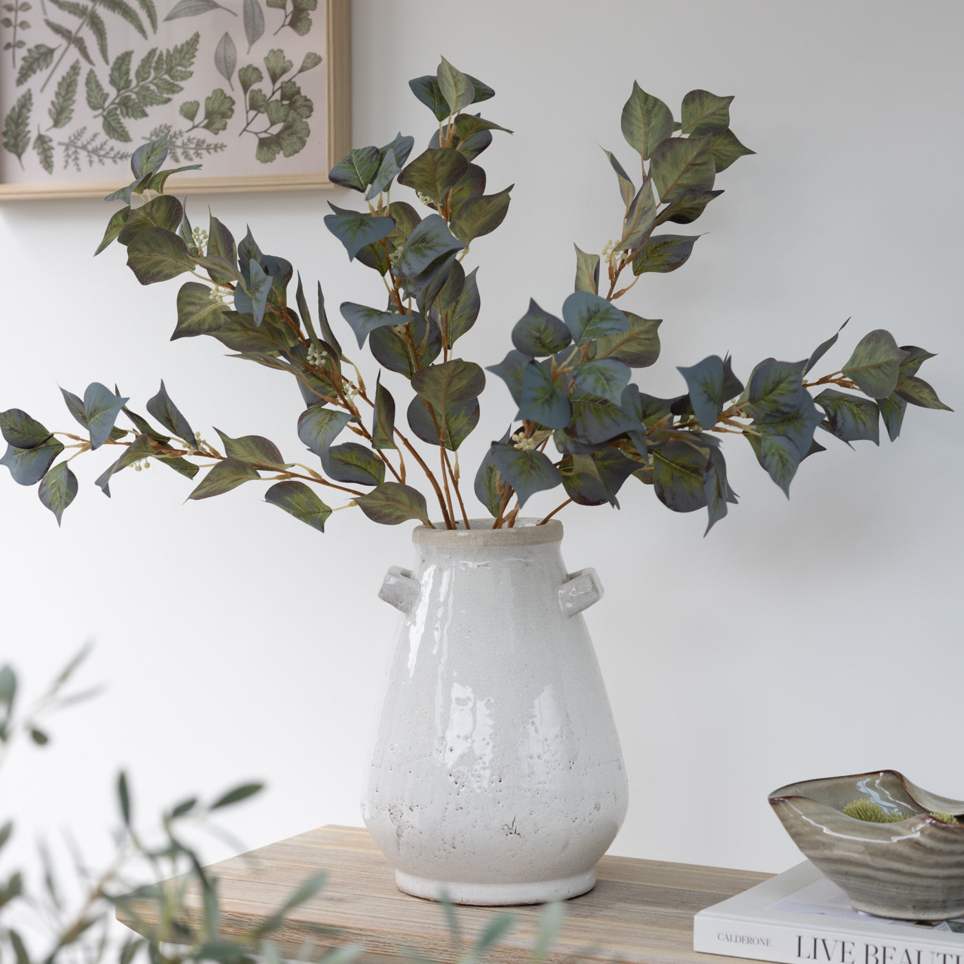 Faux Silk Noah Leaf Spray - Green