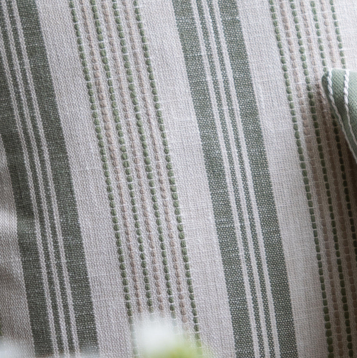 Positano Sage Embroidered Stripe Cushion