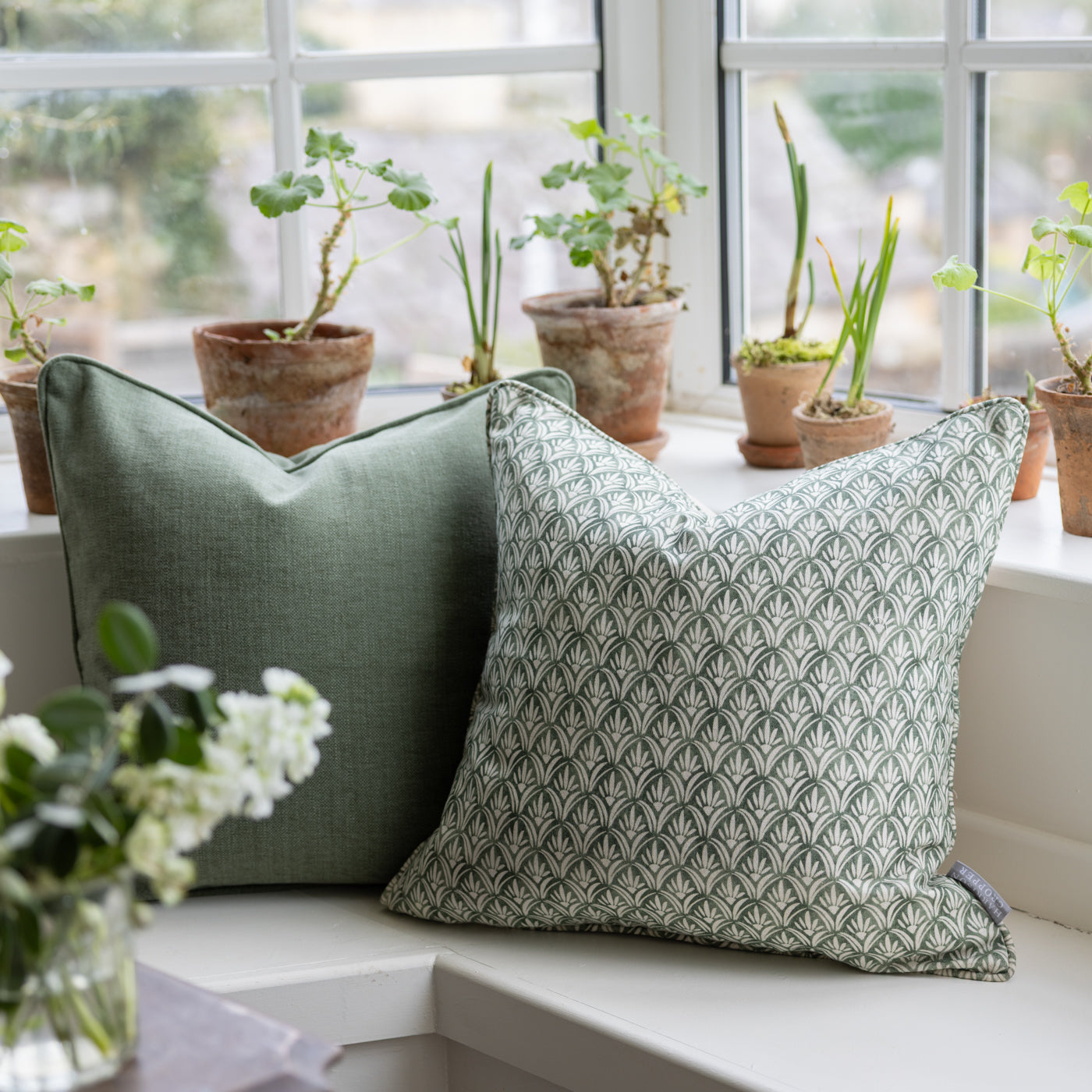 Mondrago Olive Square Cushion | Cushions | Harrison Cropper