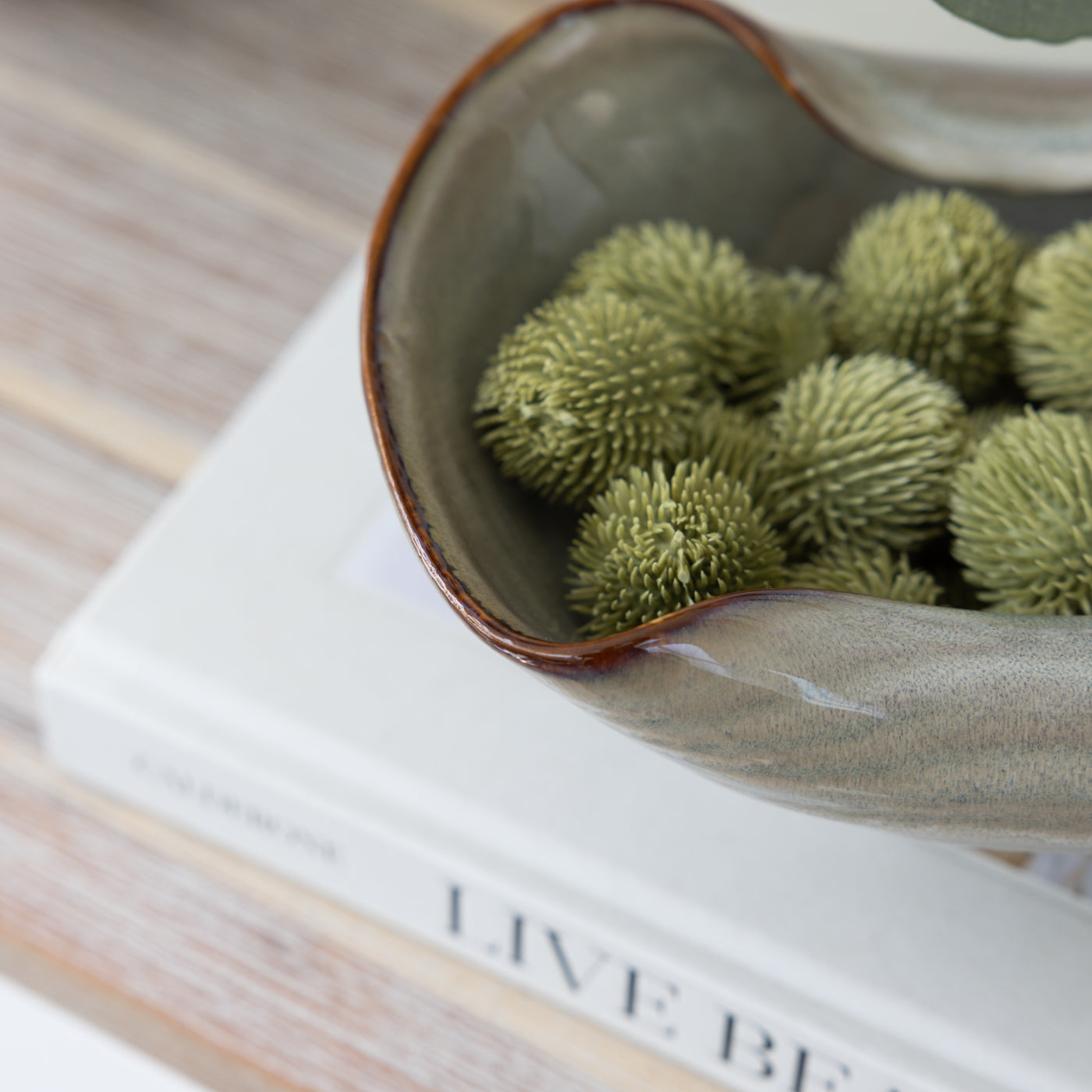 Beige Curled Edge Decorative Bowl