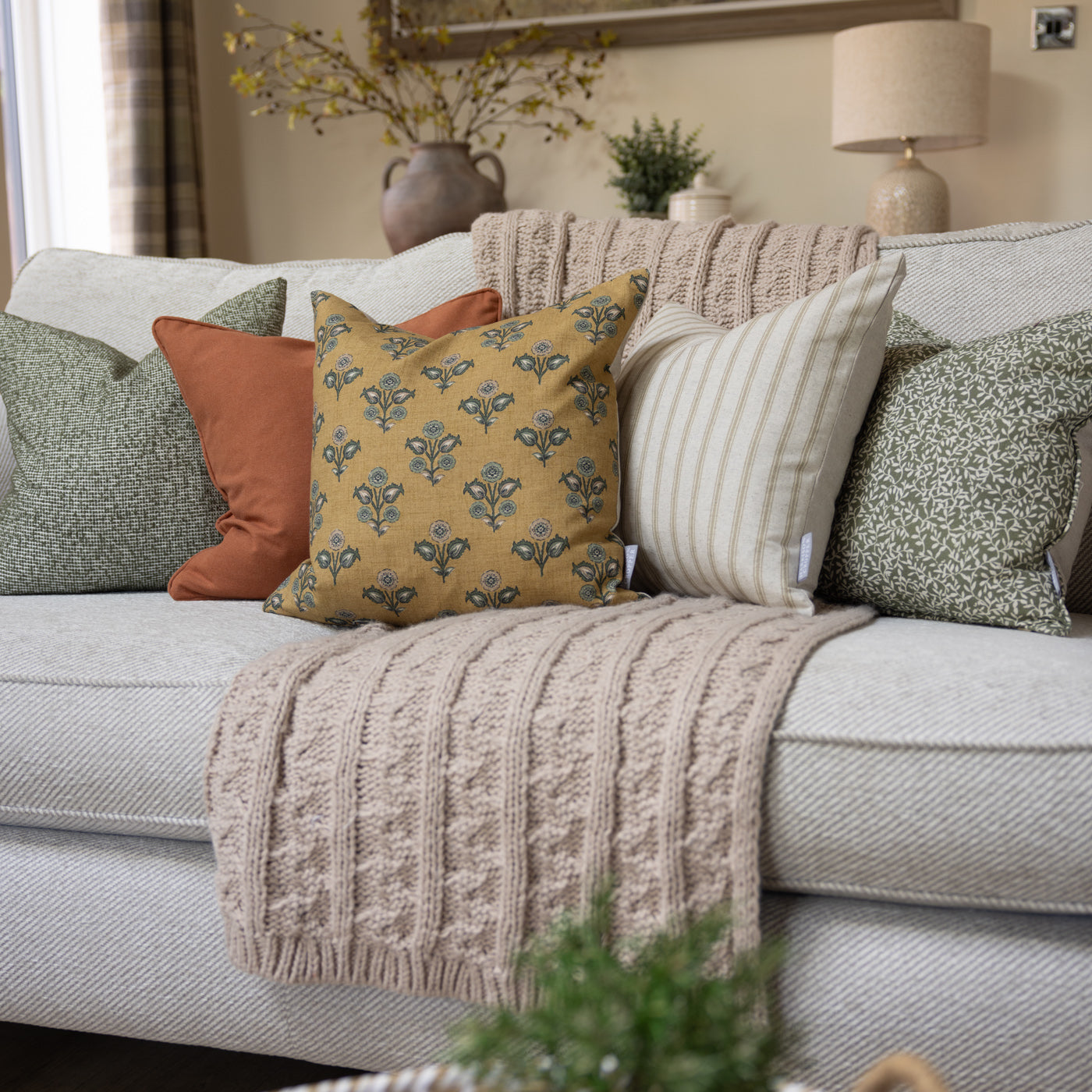 The Amberley Ochre & Olive Cushion Set