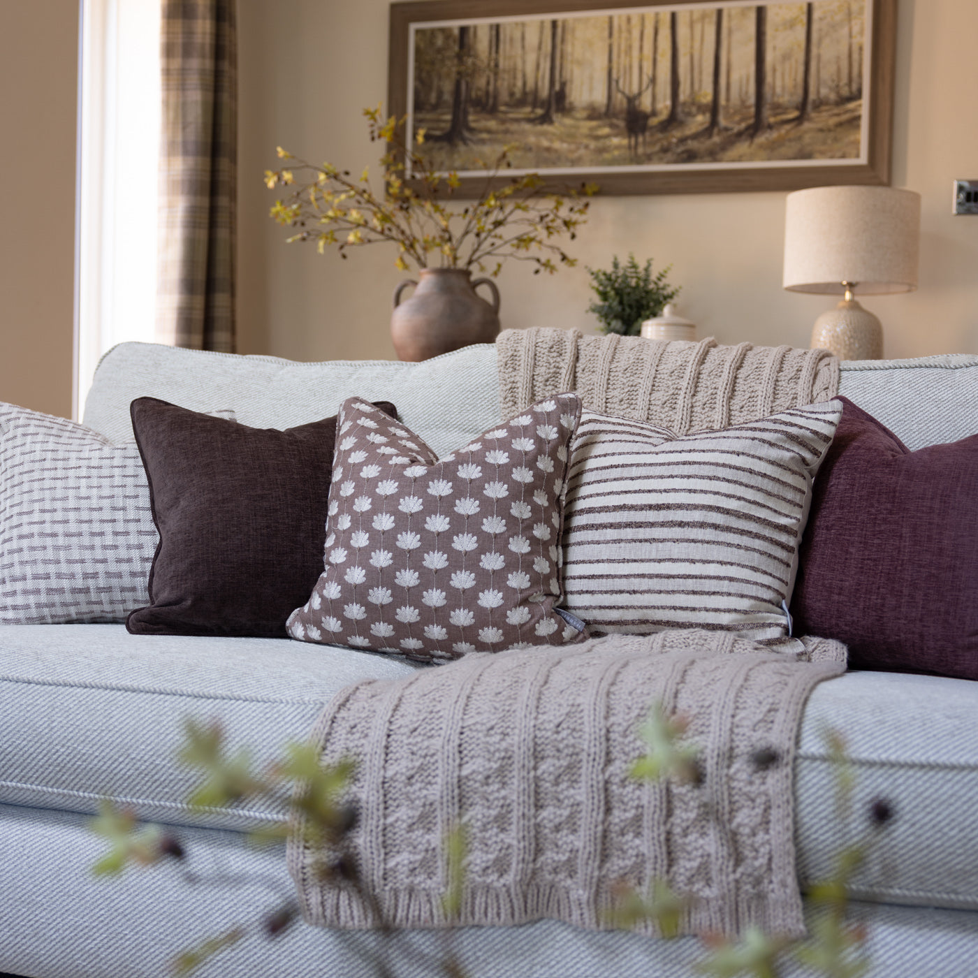 The Broughton Plum & Chocolate Cushion Set