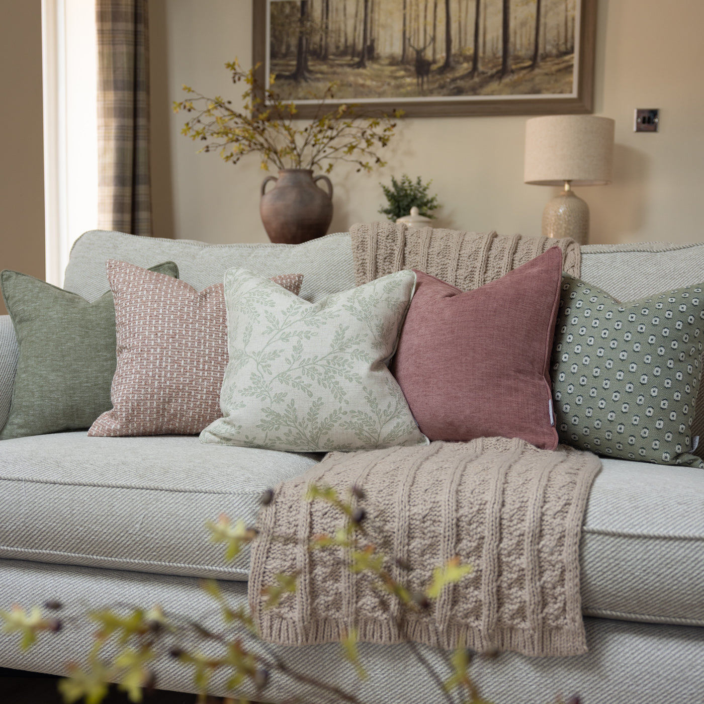 The Waverley Sage & Rose Cushion Set