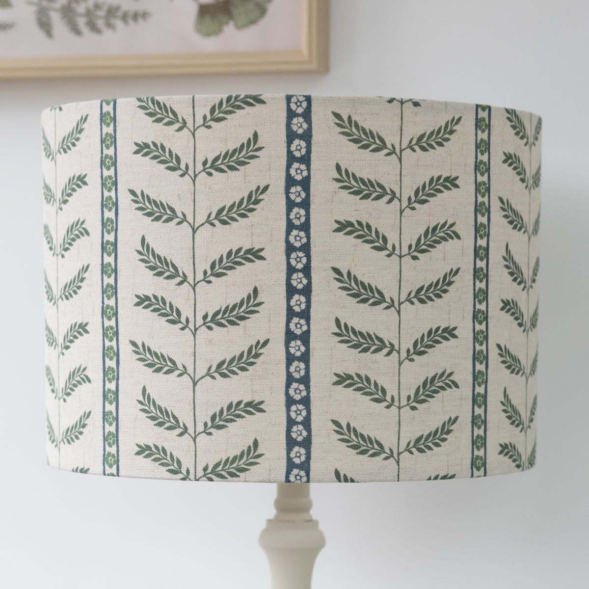 Suriane Thyme Green Blue Floral Stripe Lampshade