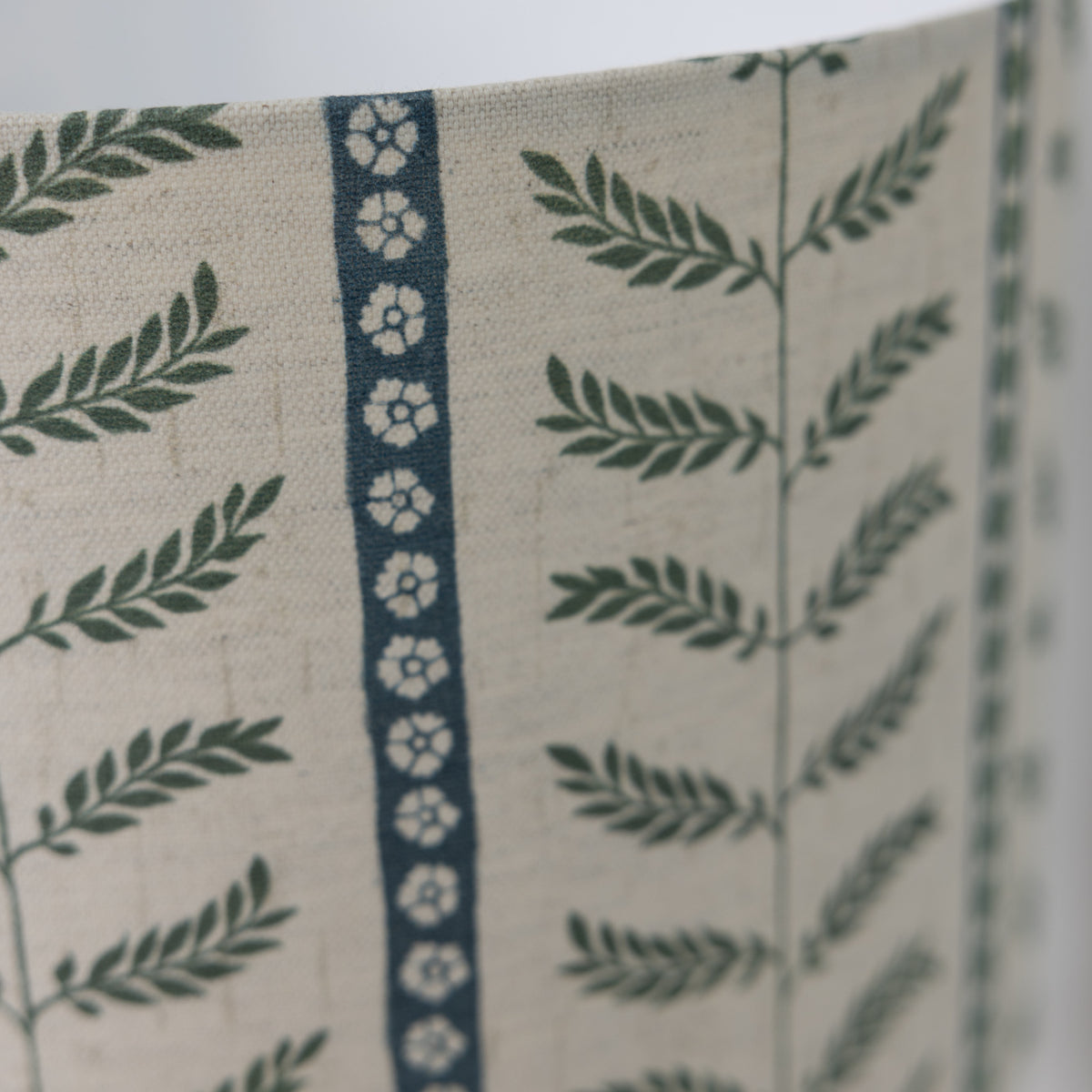 Suriane Thyme Green Blue Floral Stripe Lampshade