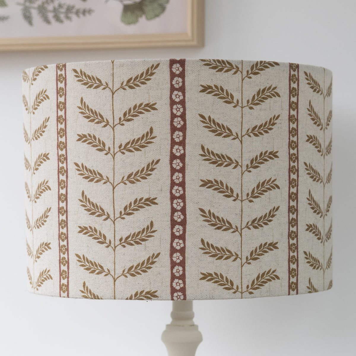 Suriane Sienna Brown & Rust Floral Stripe Lampshade