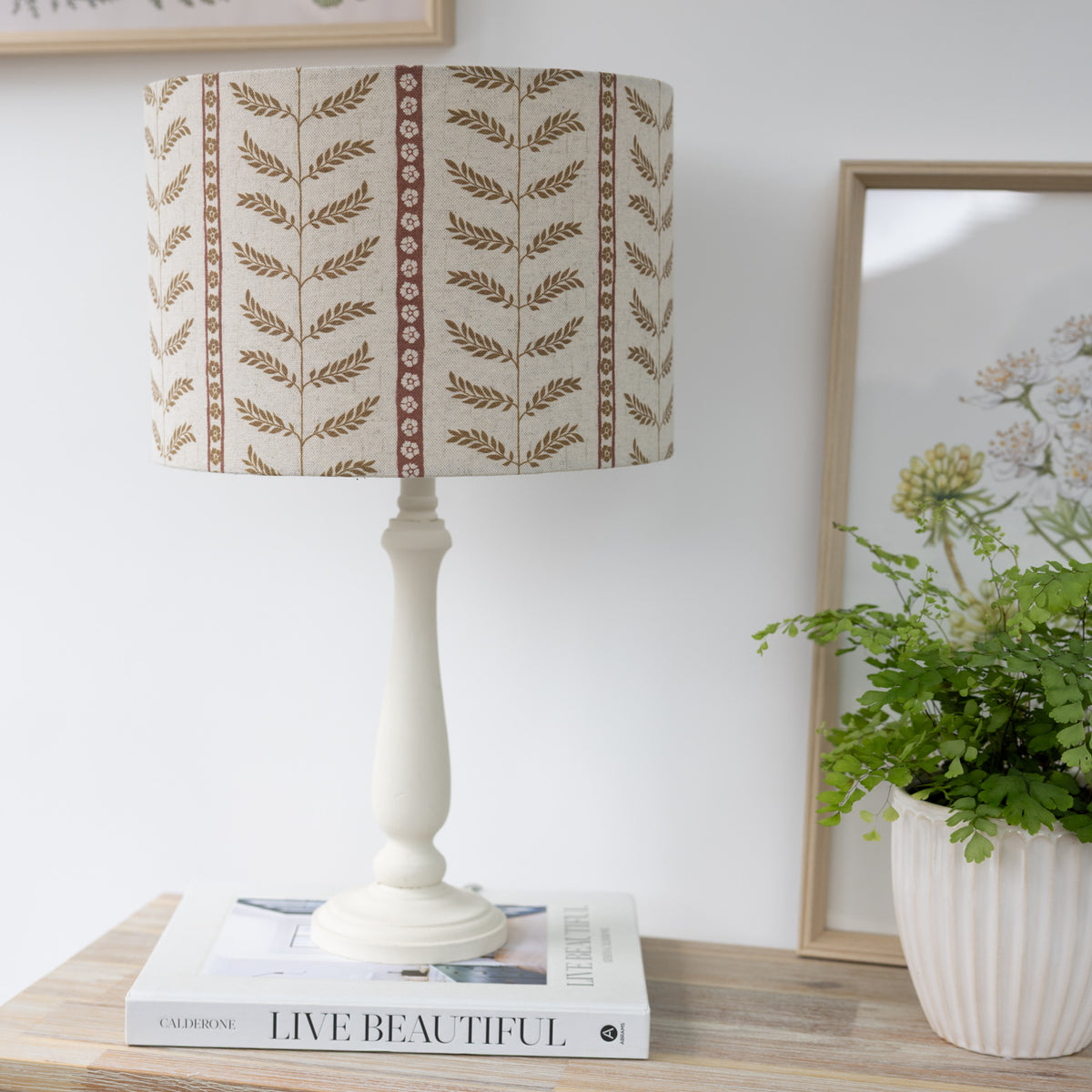 Suriane Sienna Brown & Rust Floral Stripe Lampshade
