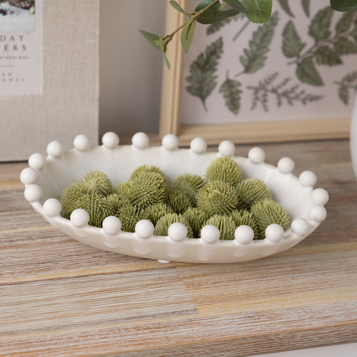 Off-White Bobble Edge Decorative Bowl