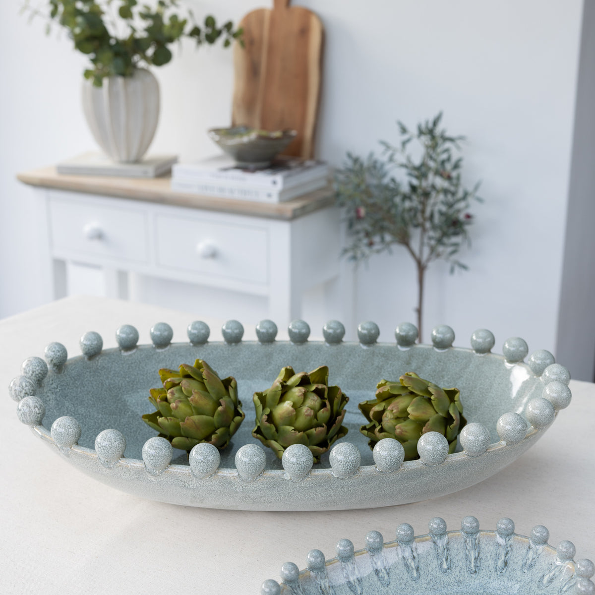 Large Blue Bobble Edge Decorative Bowl