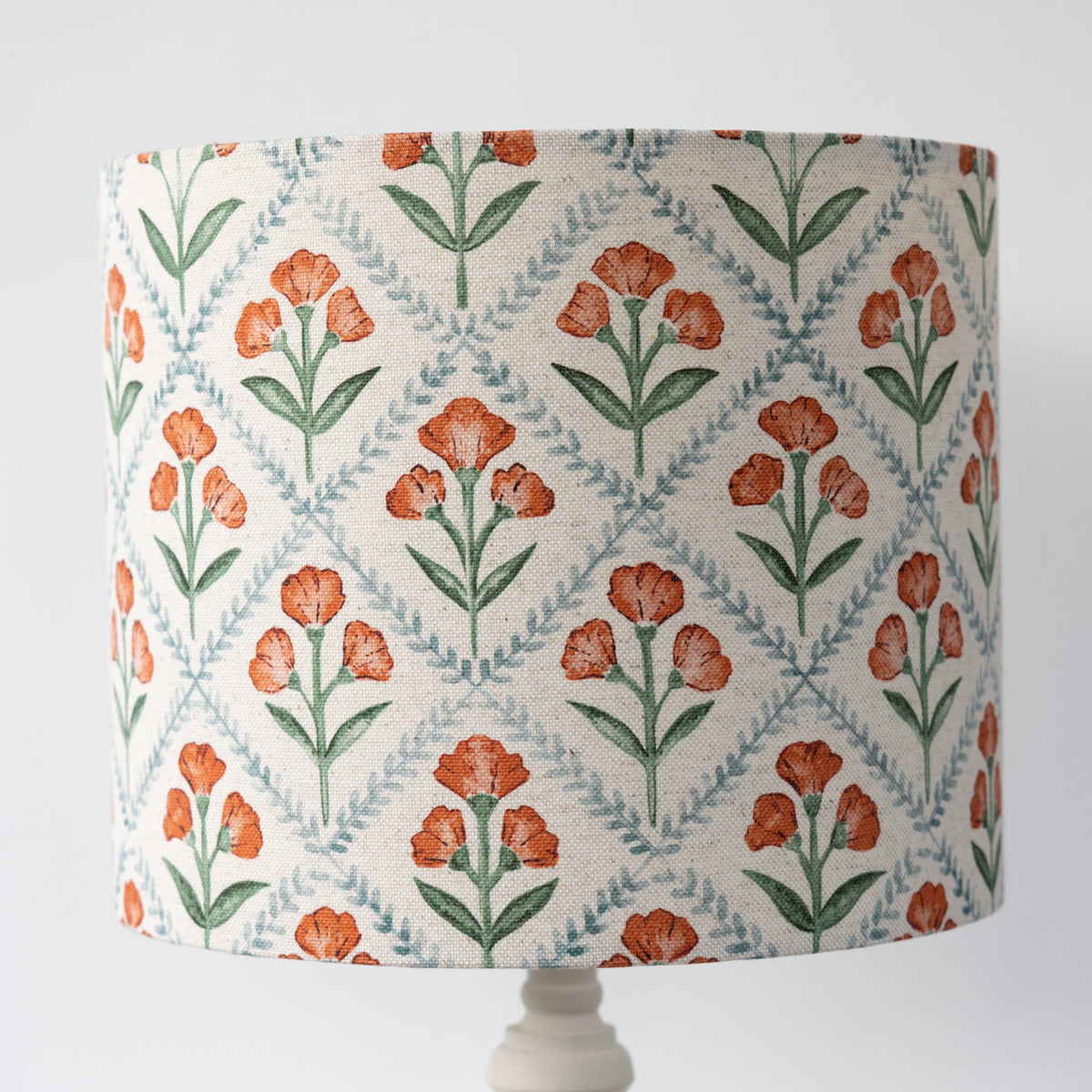 Orange & Green Floral Block Print Lampshade