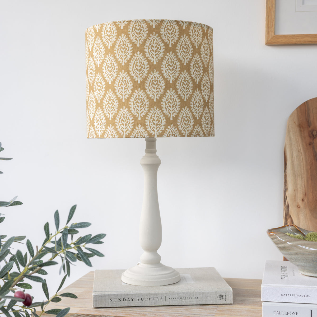 Ochre Leaf Block Print Lampshade