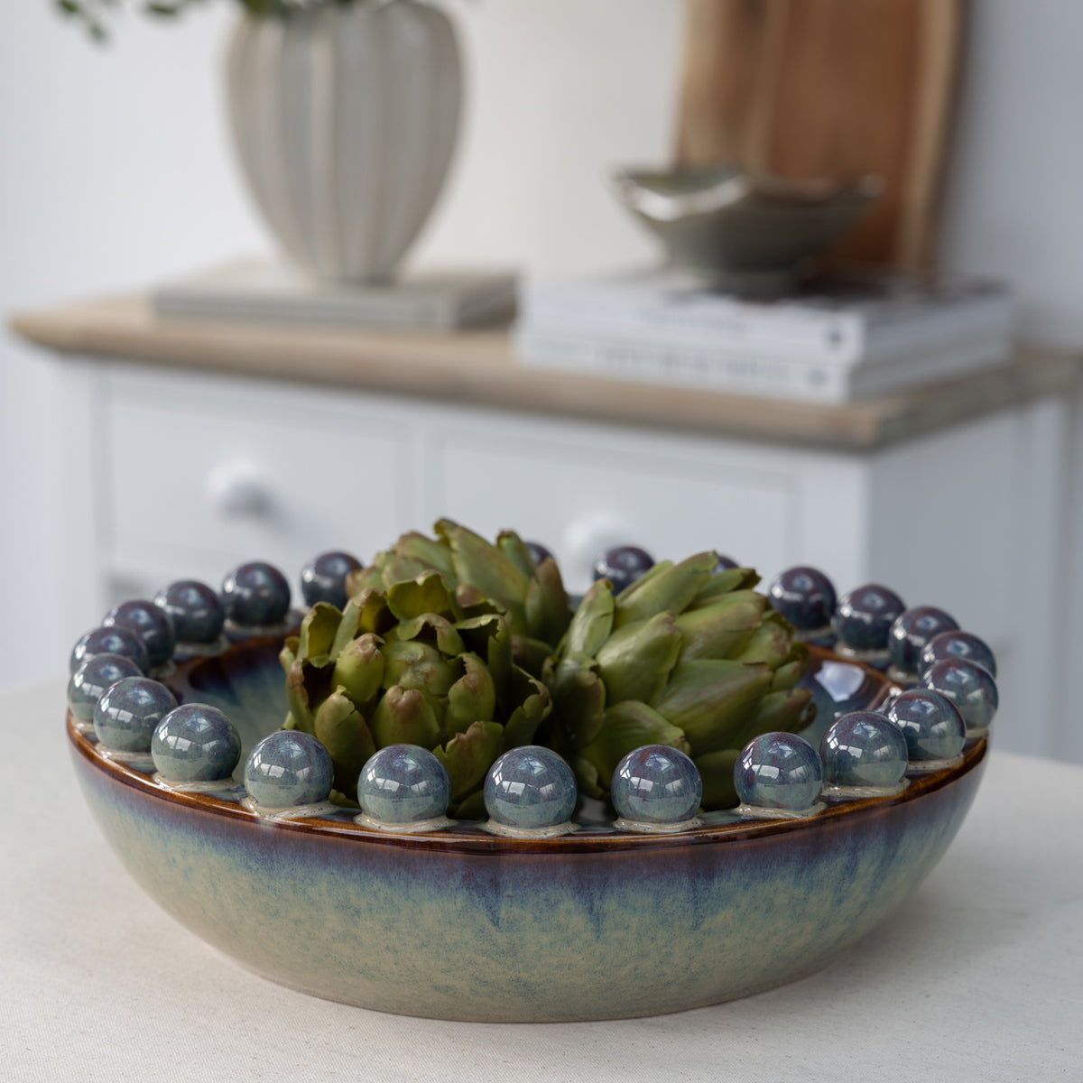 Large Blue Glaze Bobble Bowl