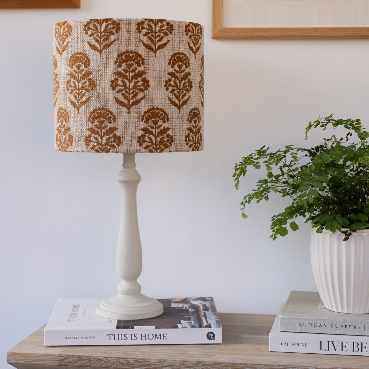 Rust Floral Woven Lampshade