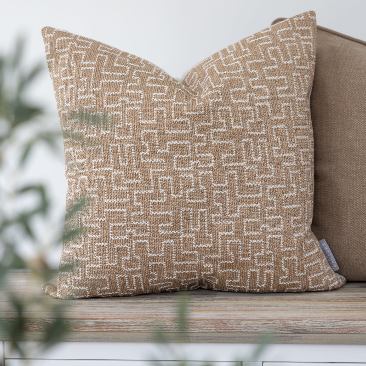 Oakley Butterscotch Geometric Embroidered Cushion