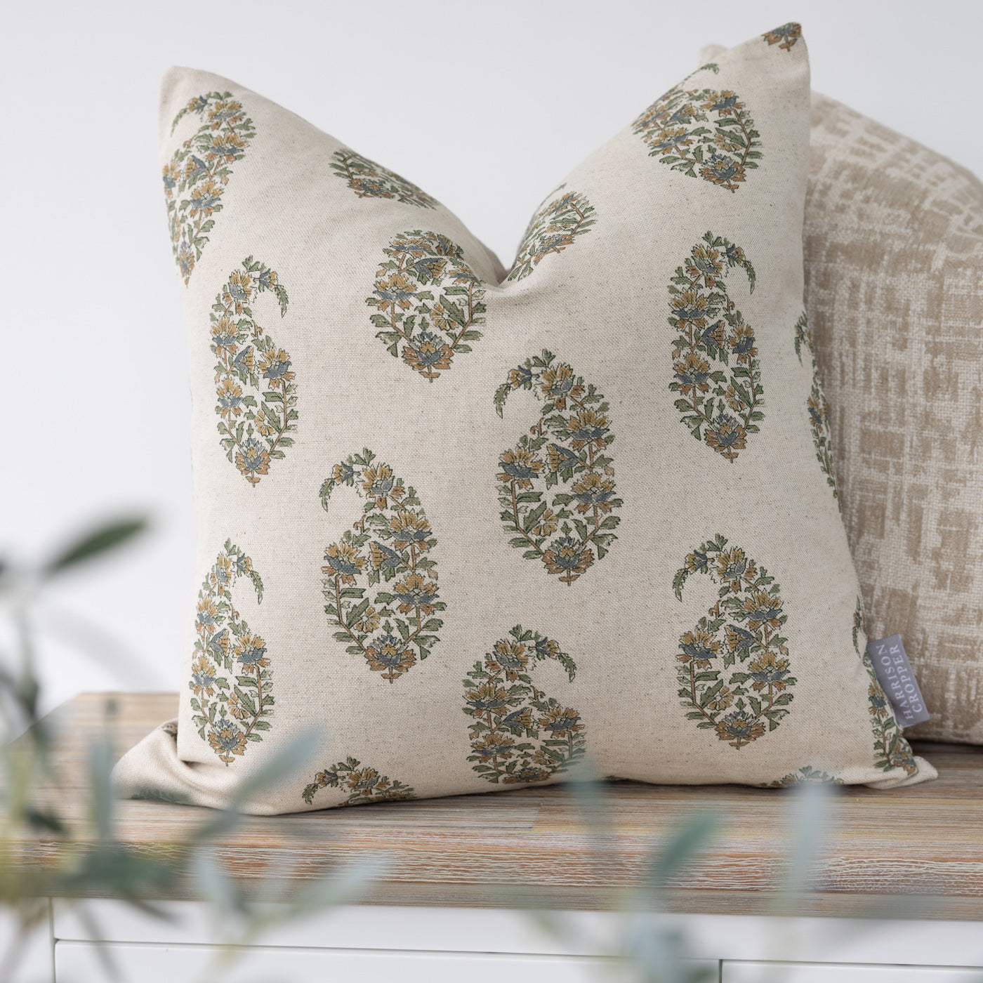 Ochre Meadow Paisley Cushion