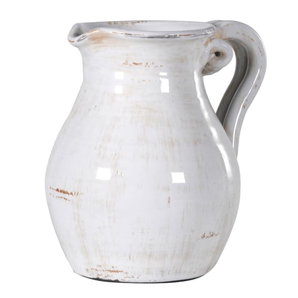 Off-White Distressed Ceramic Jug