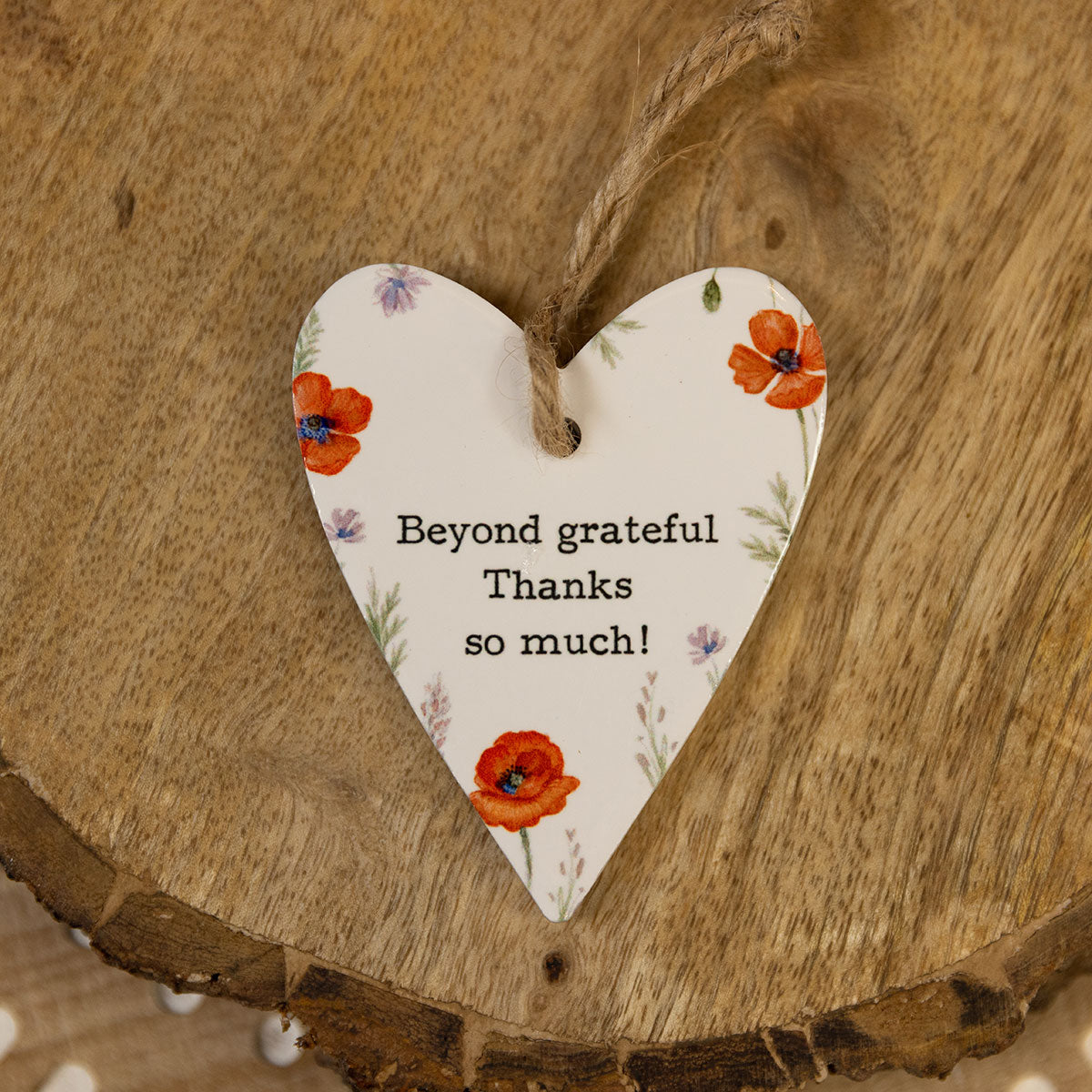 Poppy Heart White Ceramic Hanger