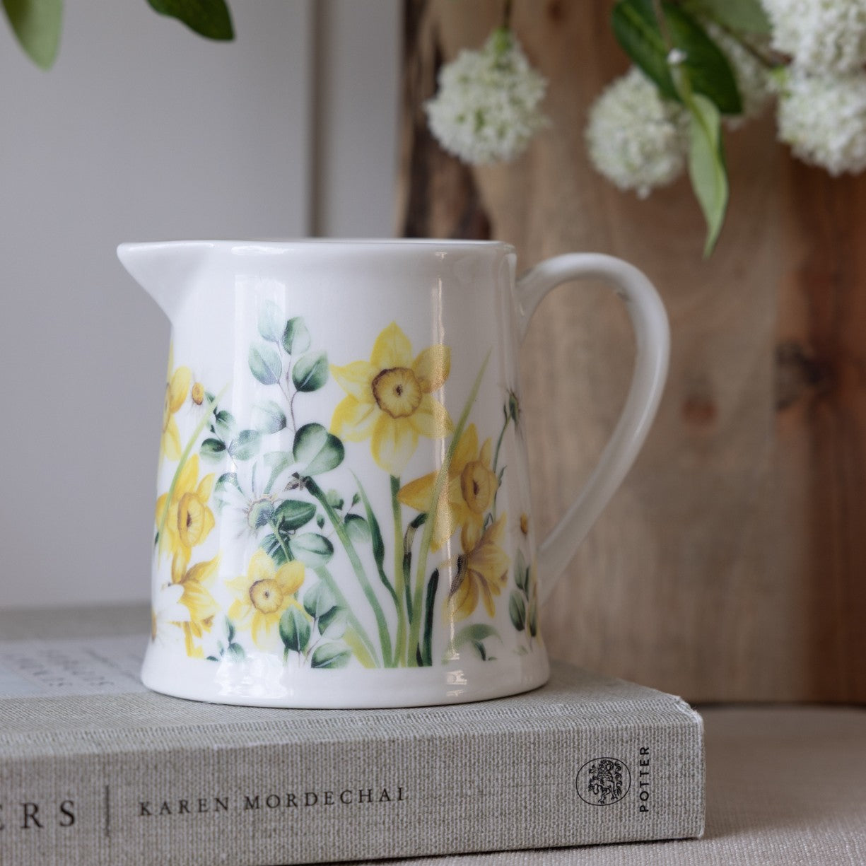 Daffodil and Daisy Stoneware Milk Jug