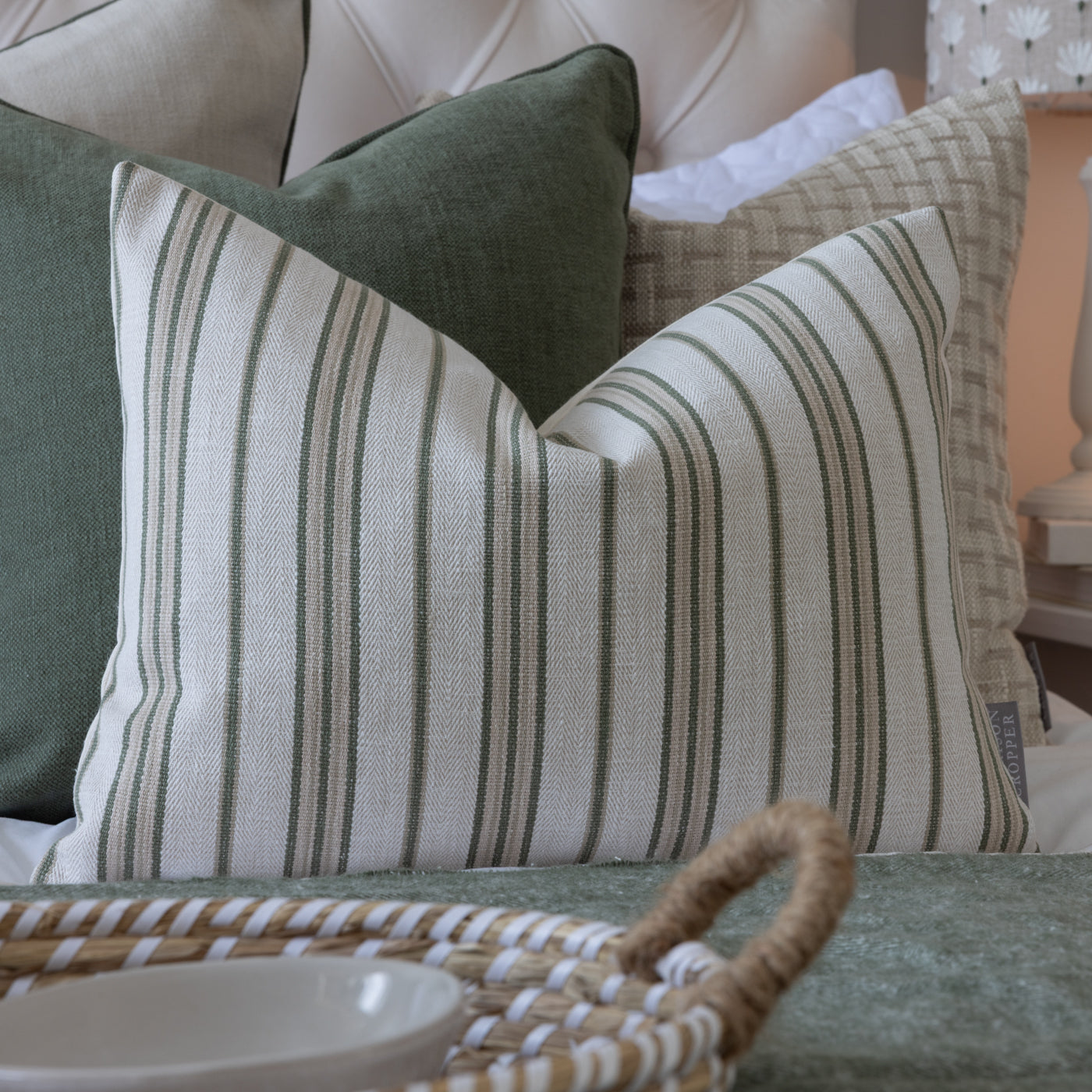 Marseilles Sage Green Stripe Cushion