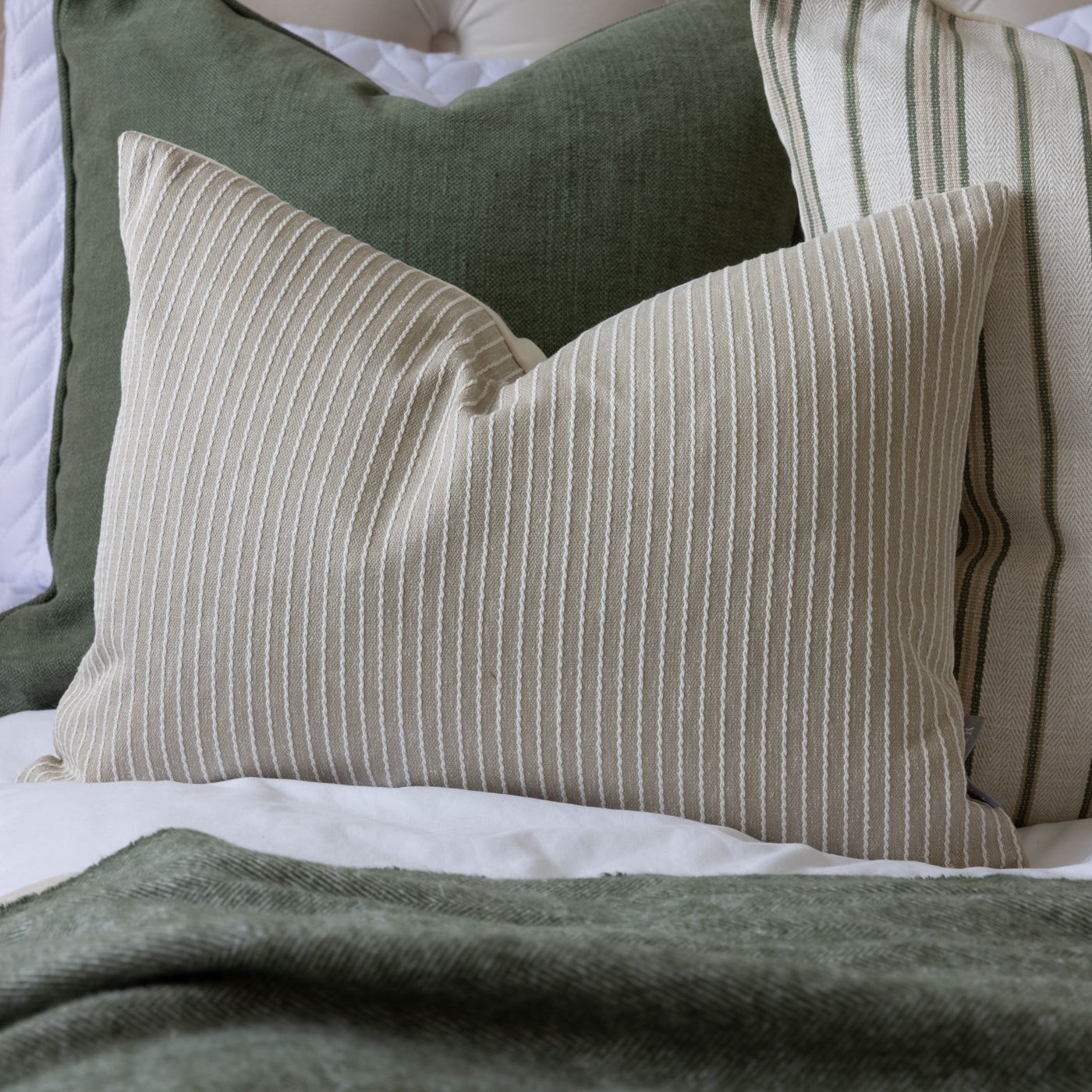Venice Fawn Textured Stripe Square Cushion