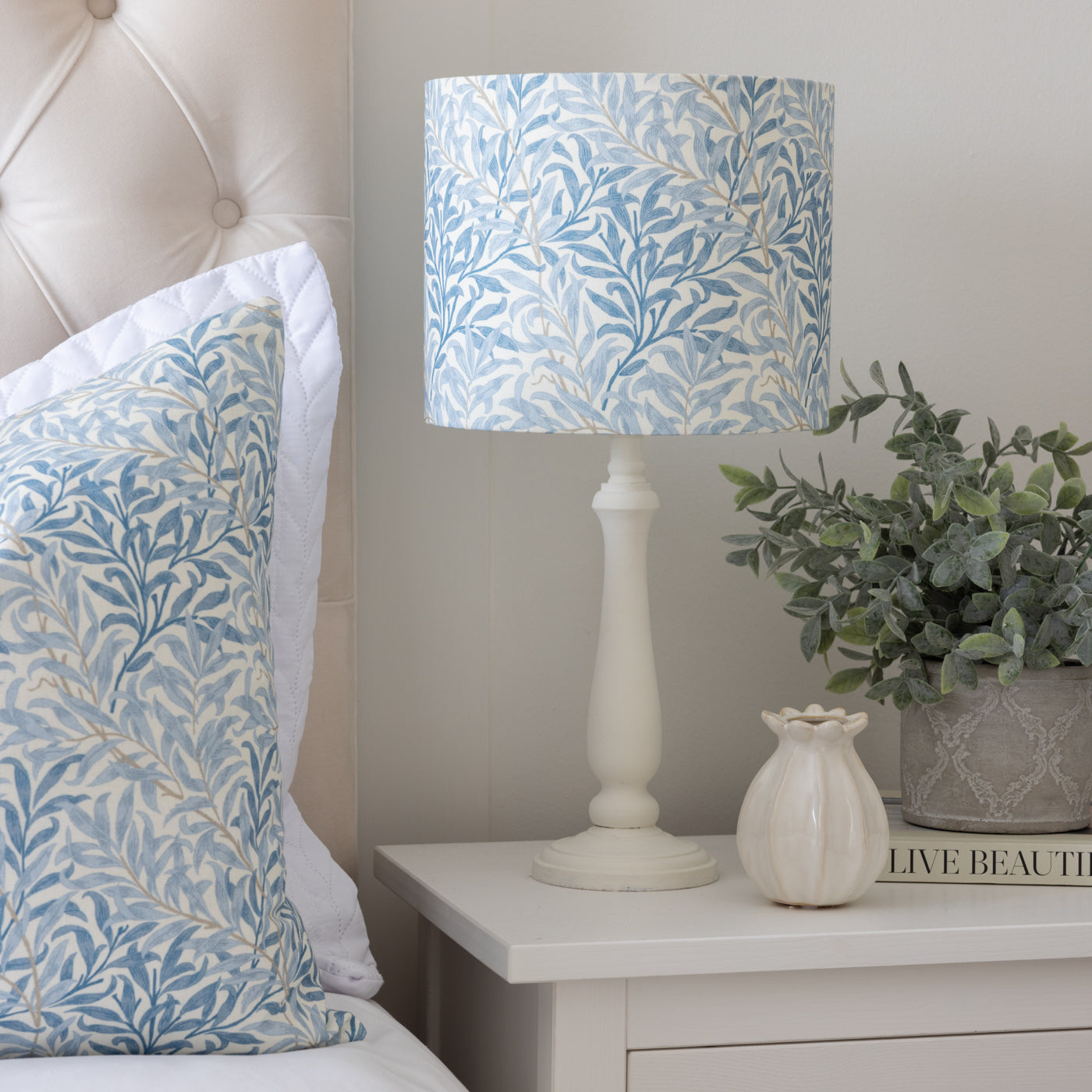 William Morris Willow Bough Azure Blue Drum Lampshade