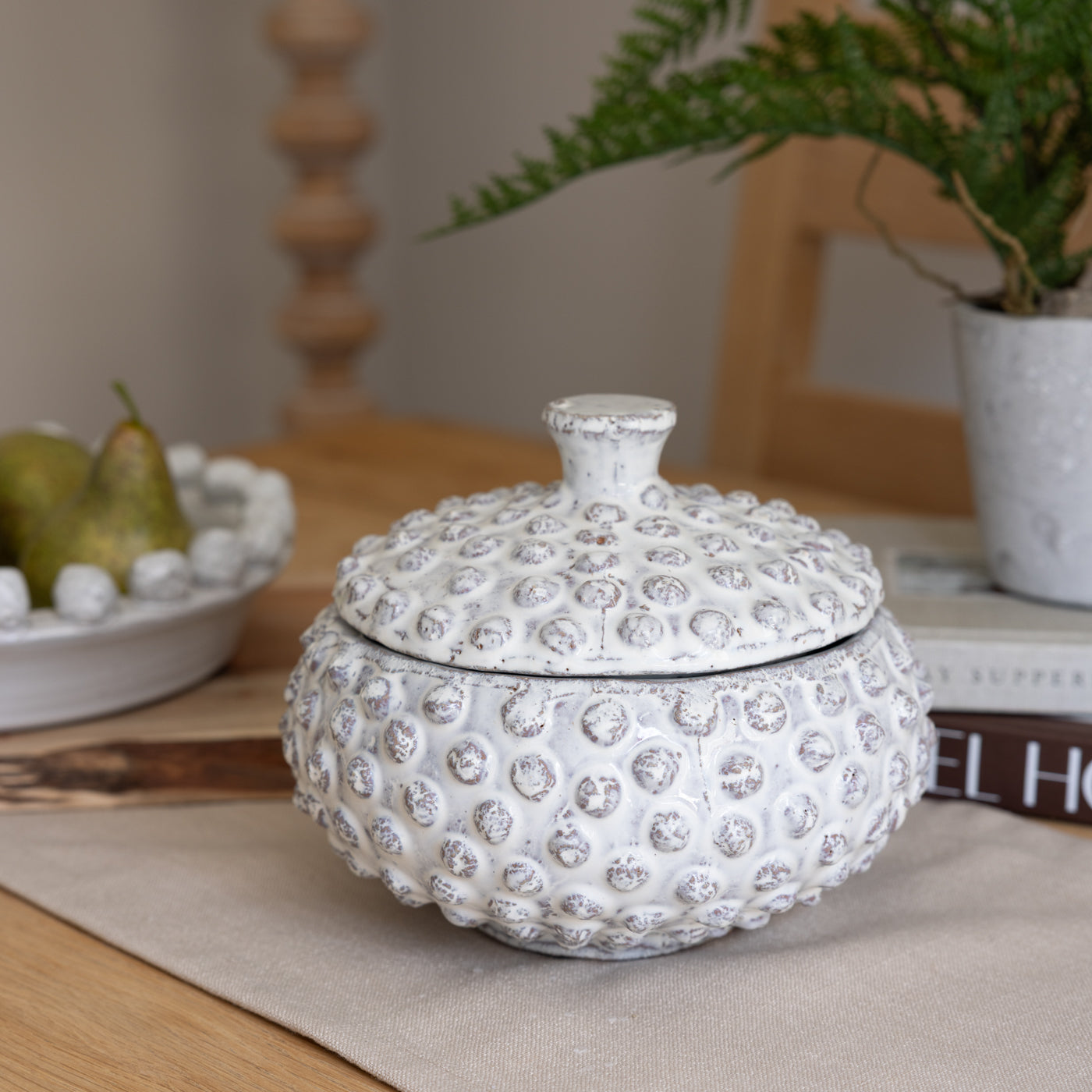 Off White Bobbles Ceramic Jar