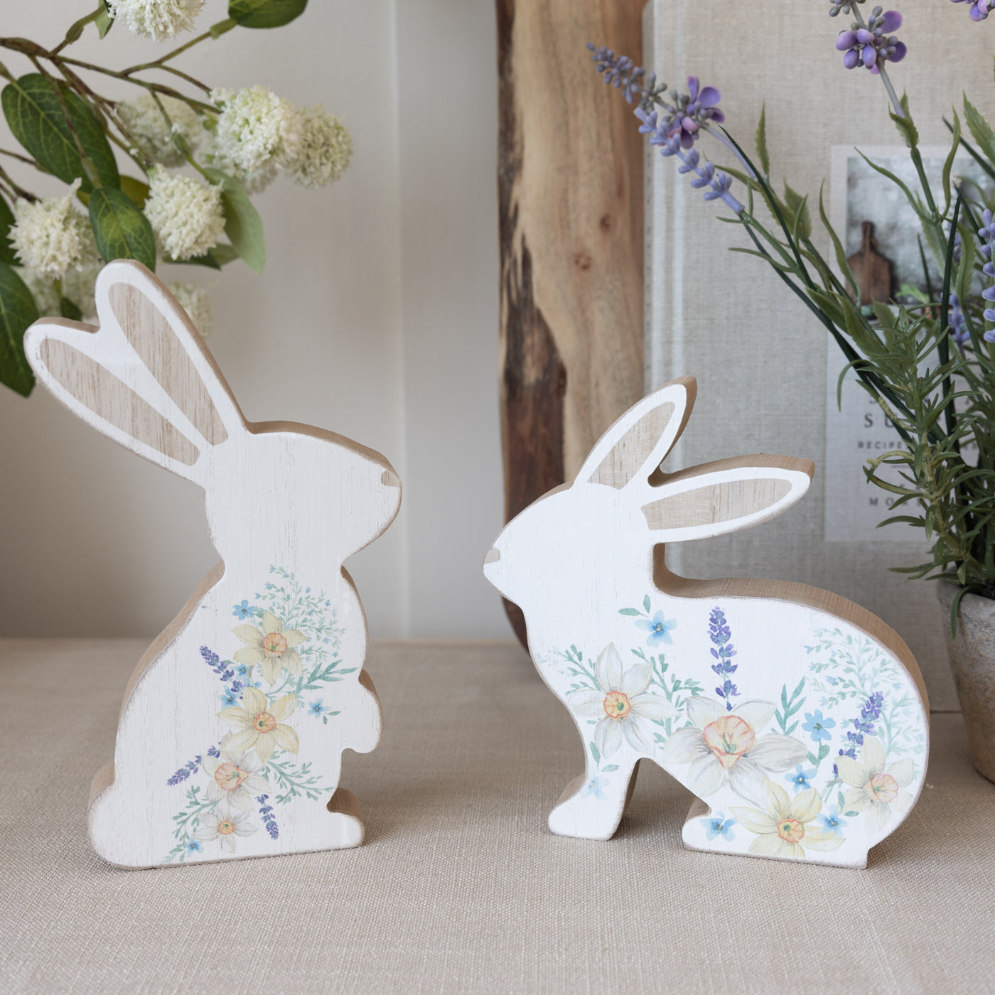 Bunny Floral Wood Block
