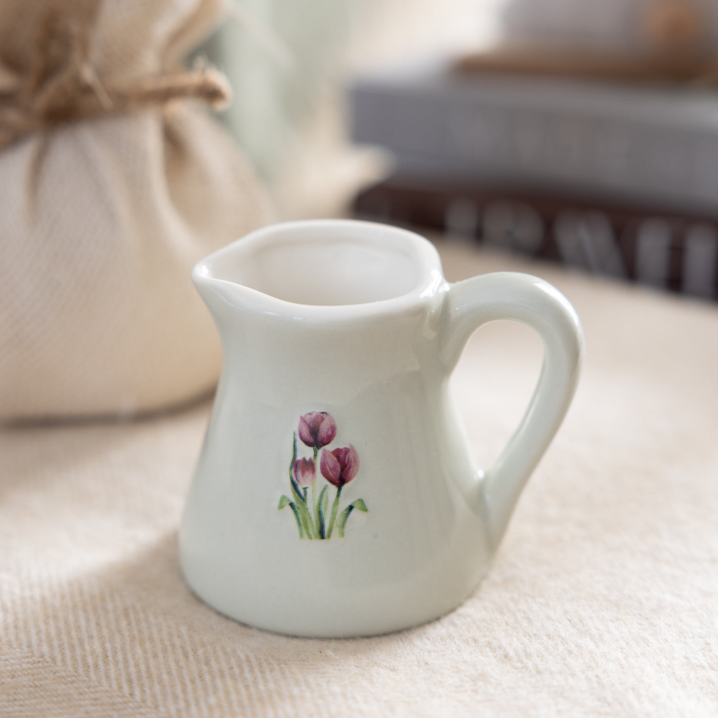 Tulips Embossed Stoneware Milk Jug