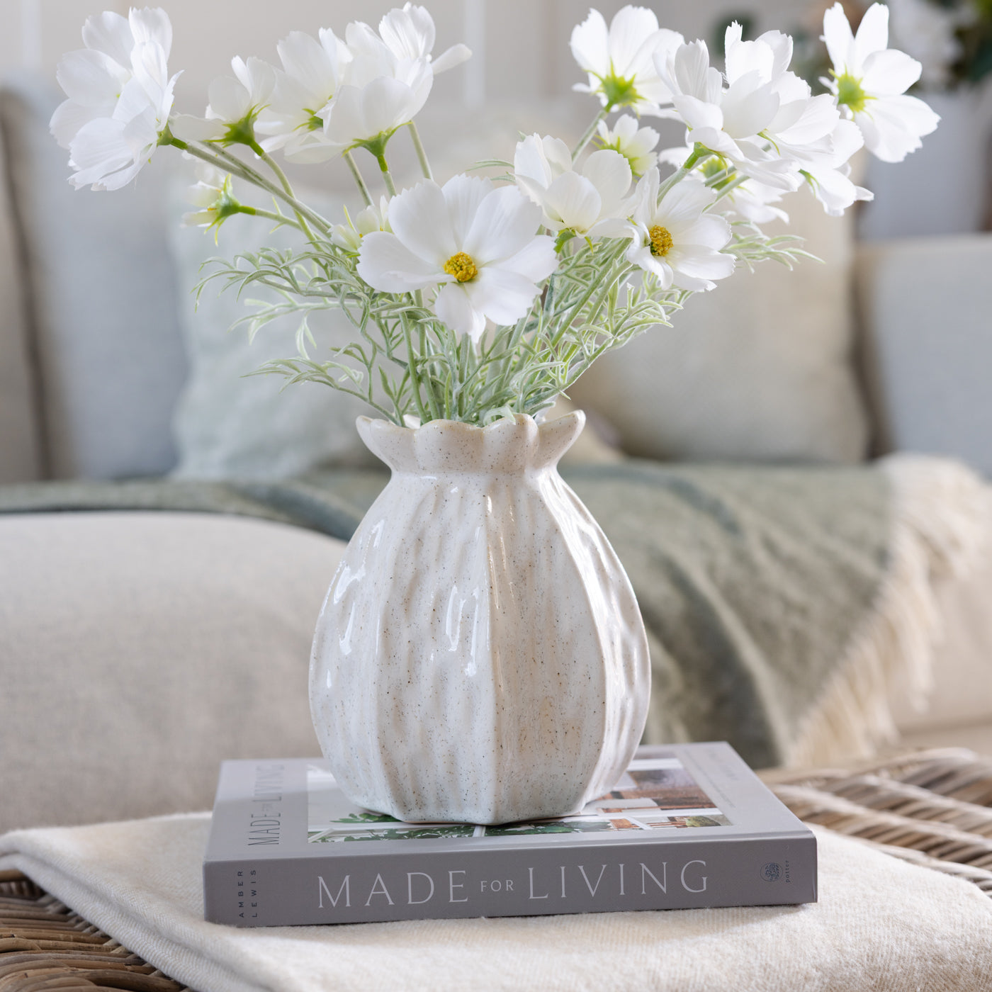 Poppy Seed Large Ceramic Textured Vase