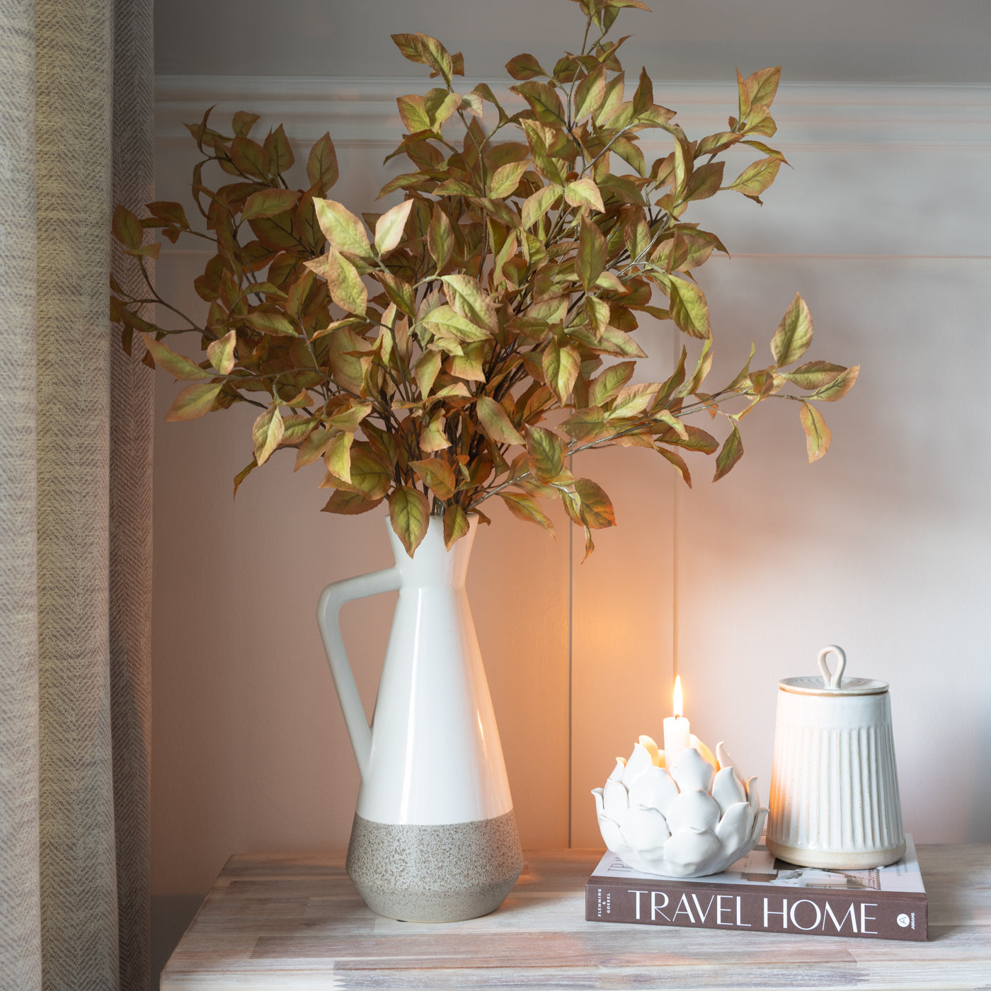 Tall Neutral Two Tone Jug Vase