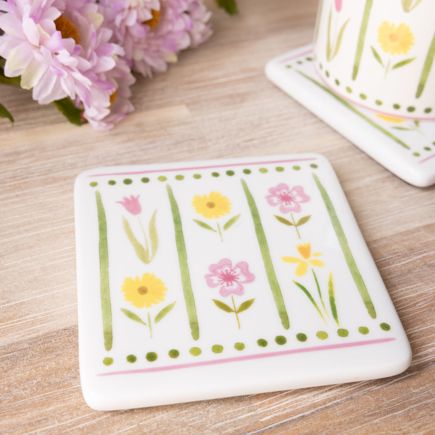 Pastel Meadow Porcelain Coaster