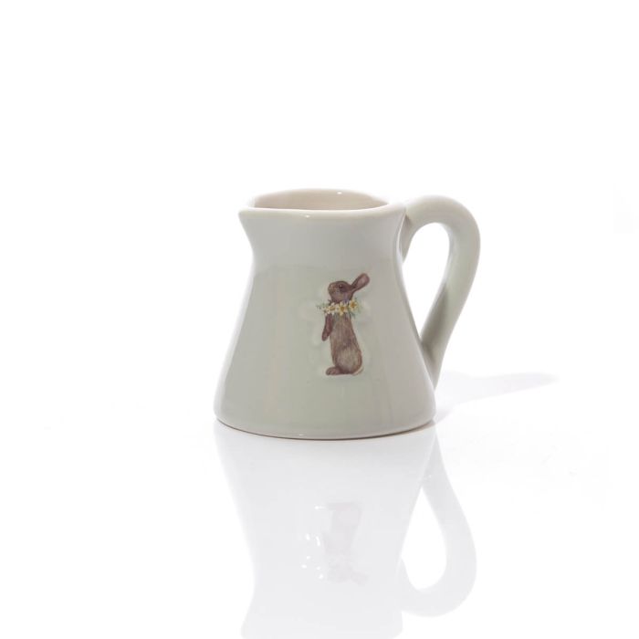 Rabbit With Flowers Stoneware Embossed Milk Jug