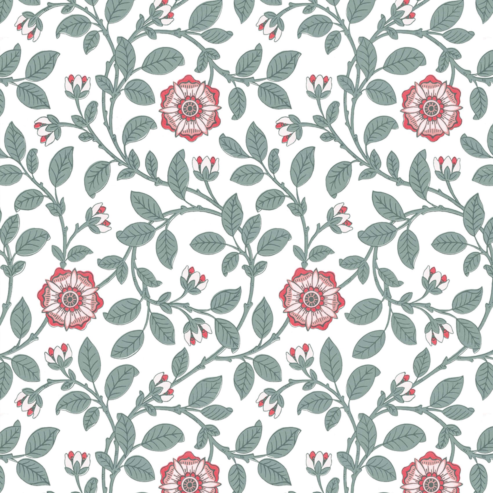 Little Greene Richmond Green Wallpaper - Dorcas