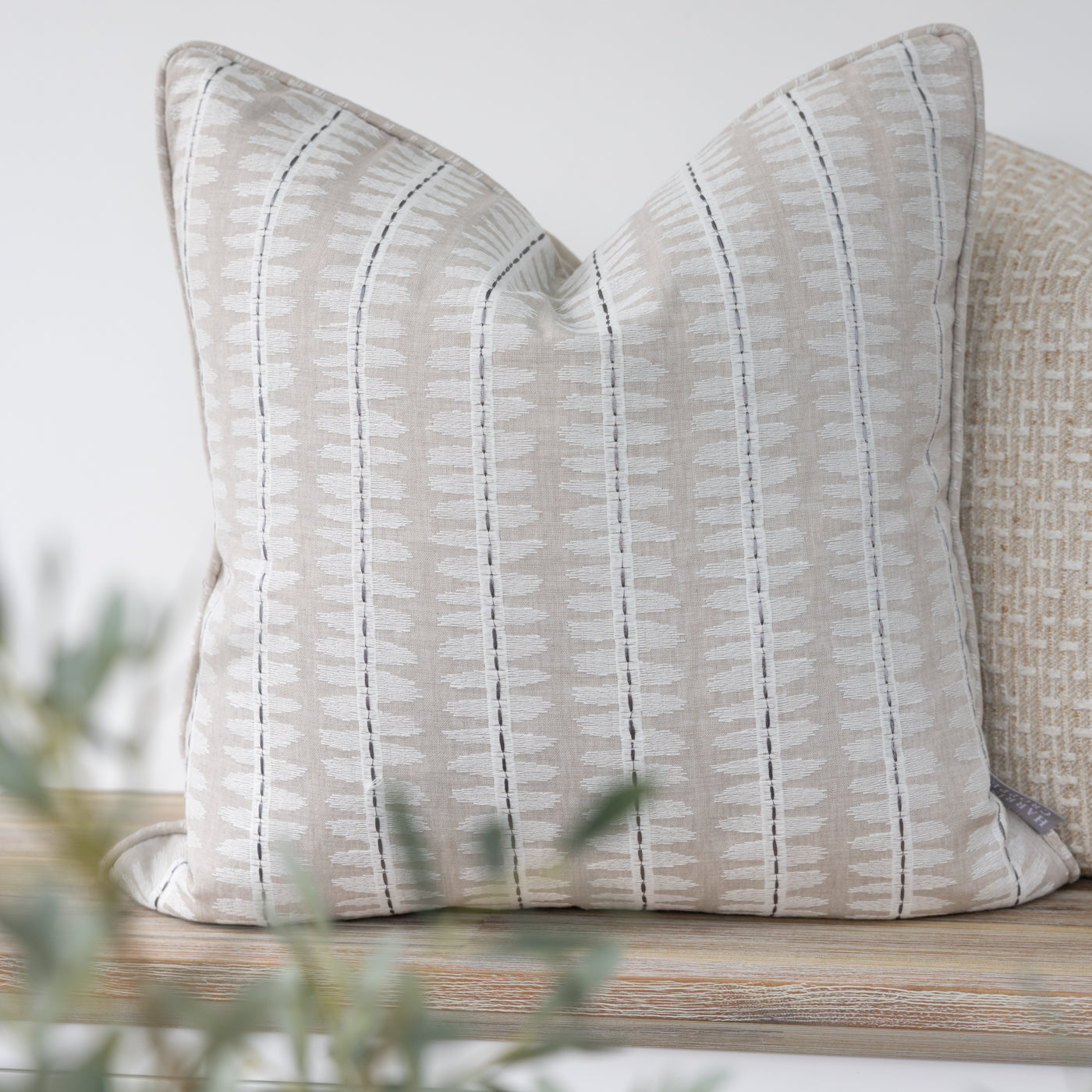 Risco Silver Embroidered Cushion Cover
