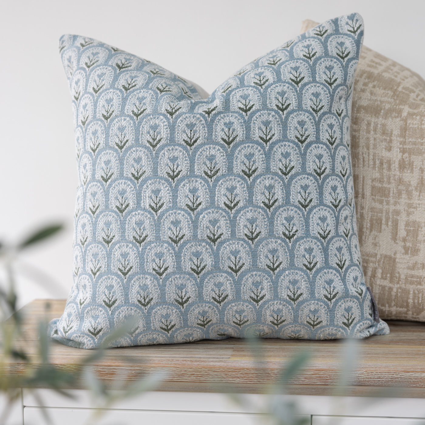 Blue Meadow Arch Floral Cushion