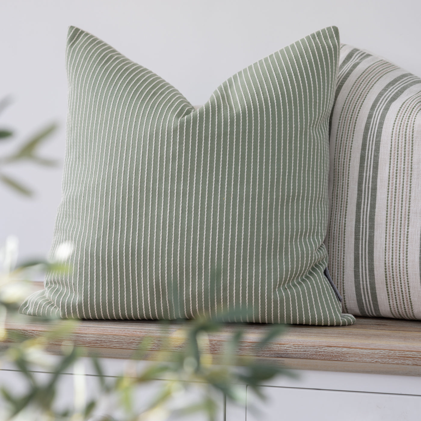 Venice Spruce Textured Stripe Square Cushion