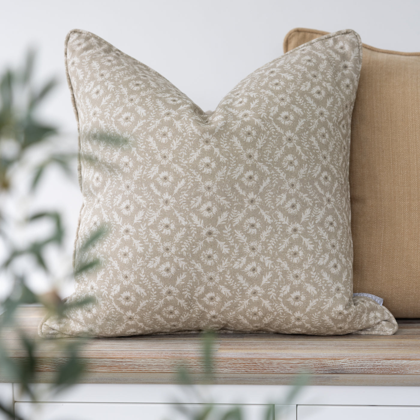 Marthaline Sand Floral Square Cushion