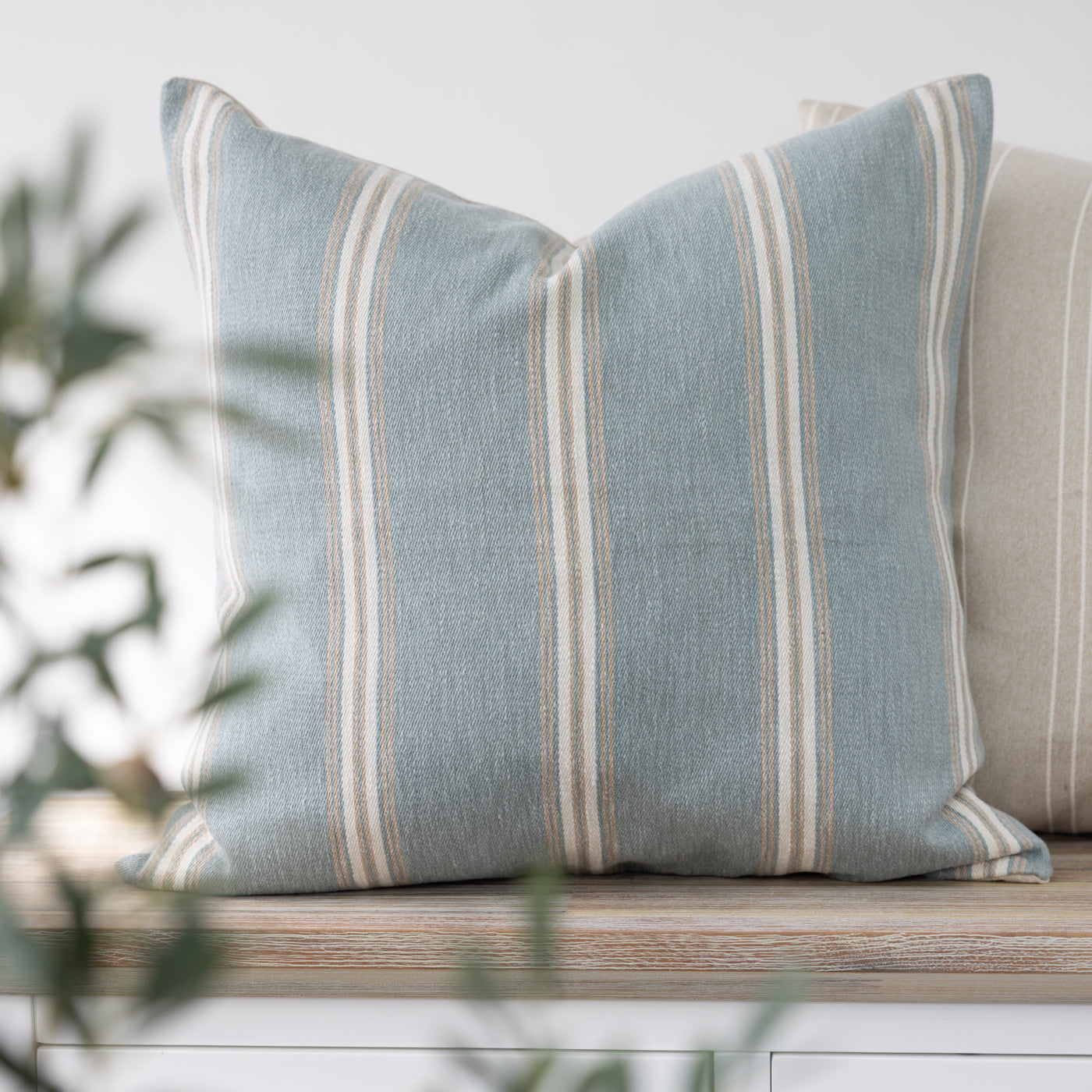 Hampton Seafoam Stripe Square Cushion