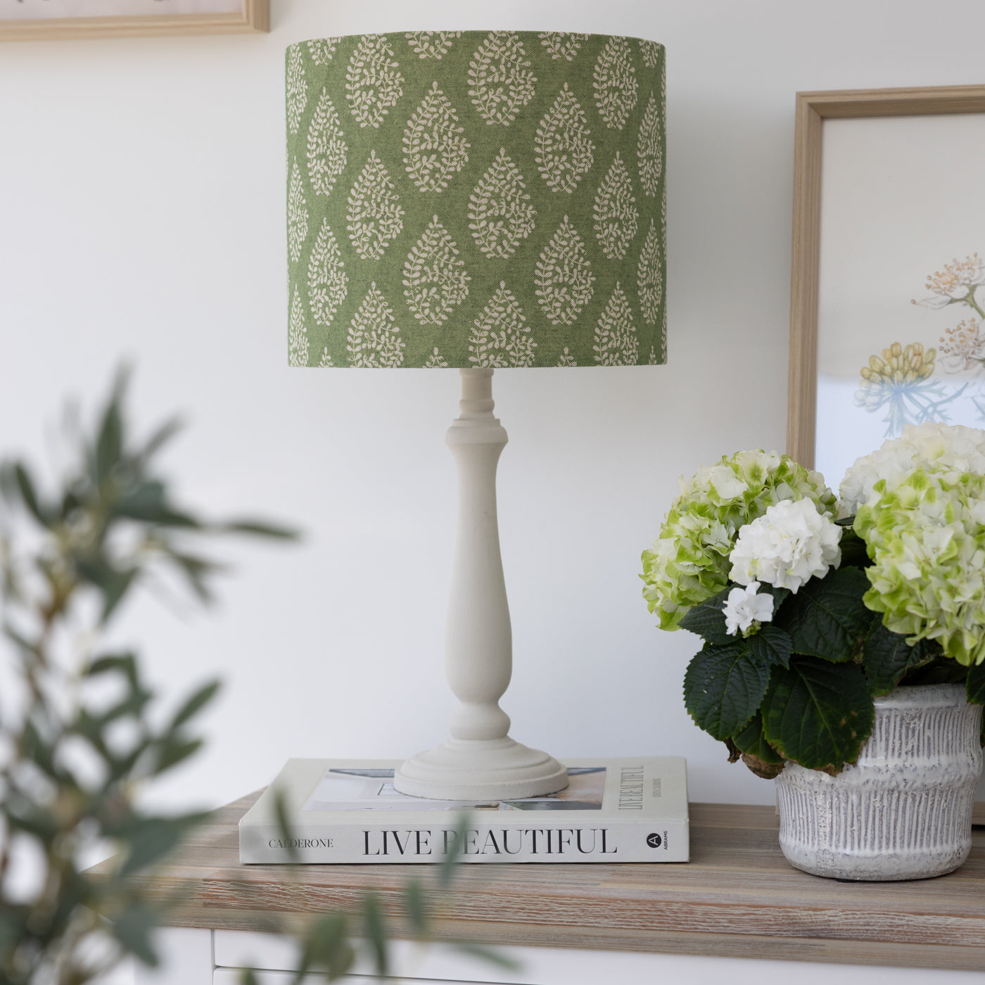 Bagru Sage Drum Lampshade