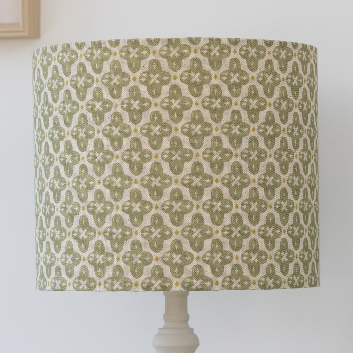 Green Block Print Drum Lampshade