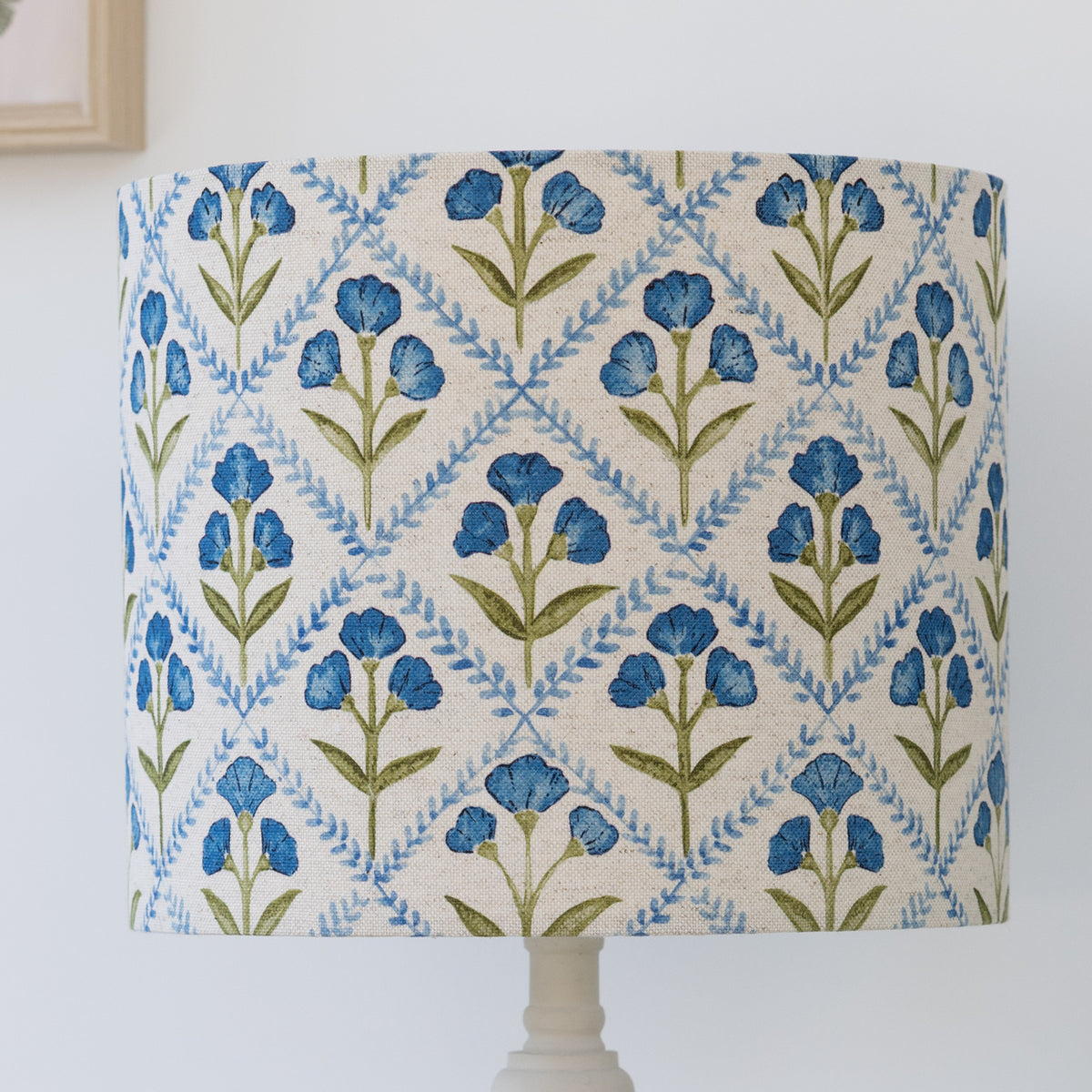 Blue Floral Print Drum Lampshade