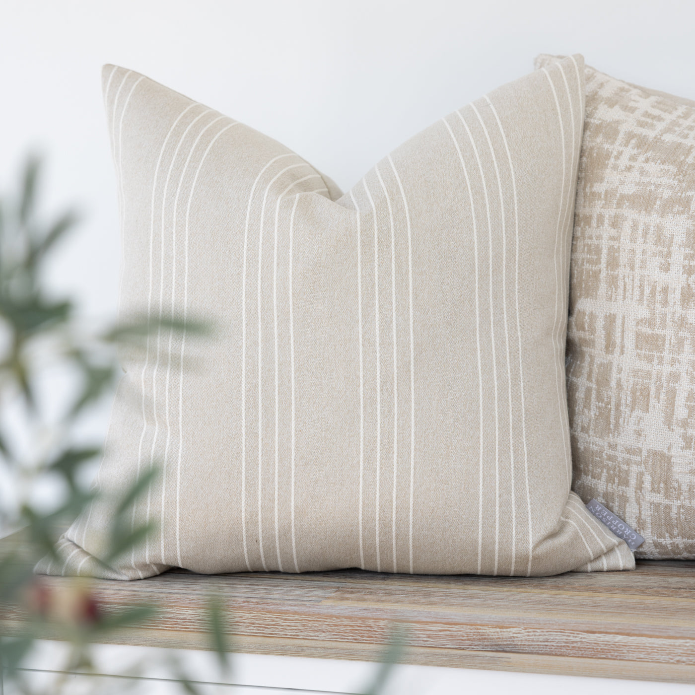 Cape Sand Neutral Stripe Square Cushion