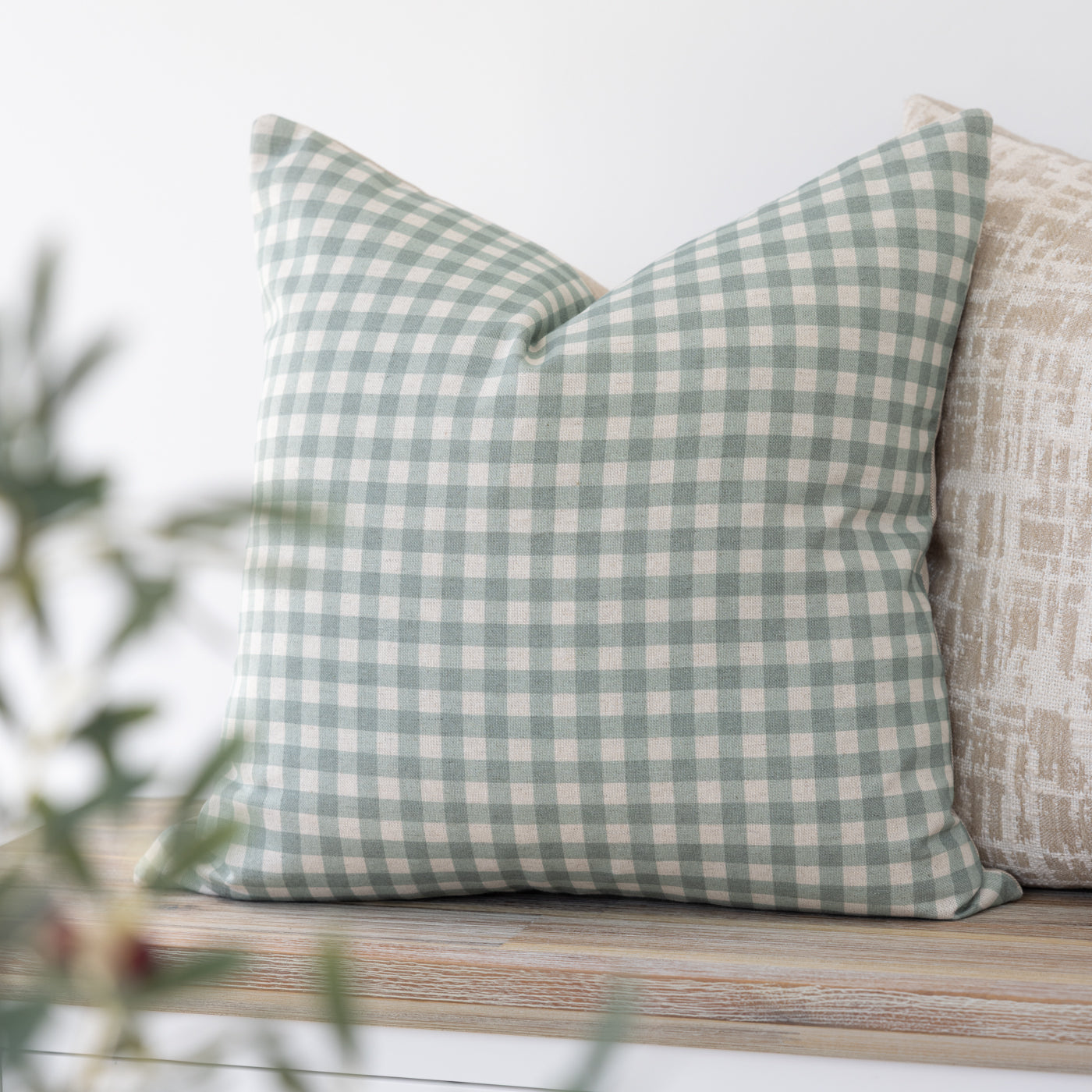 Hillcrest Duck Egg Gingham Cushion